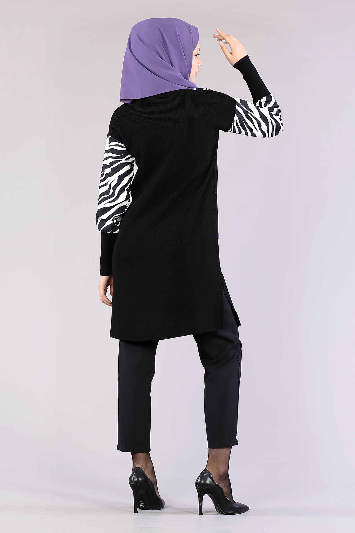 4063 Zebra Garnili Tunik Tek - Siyah - 4