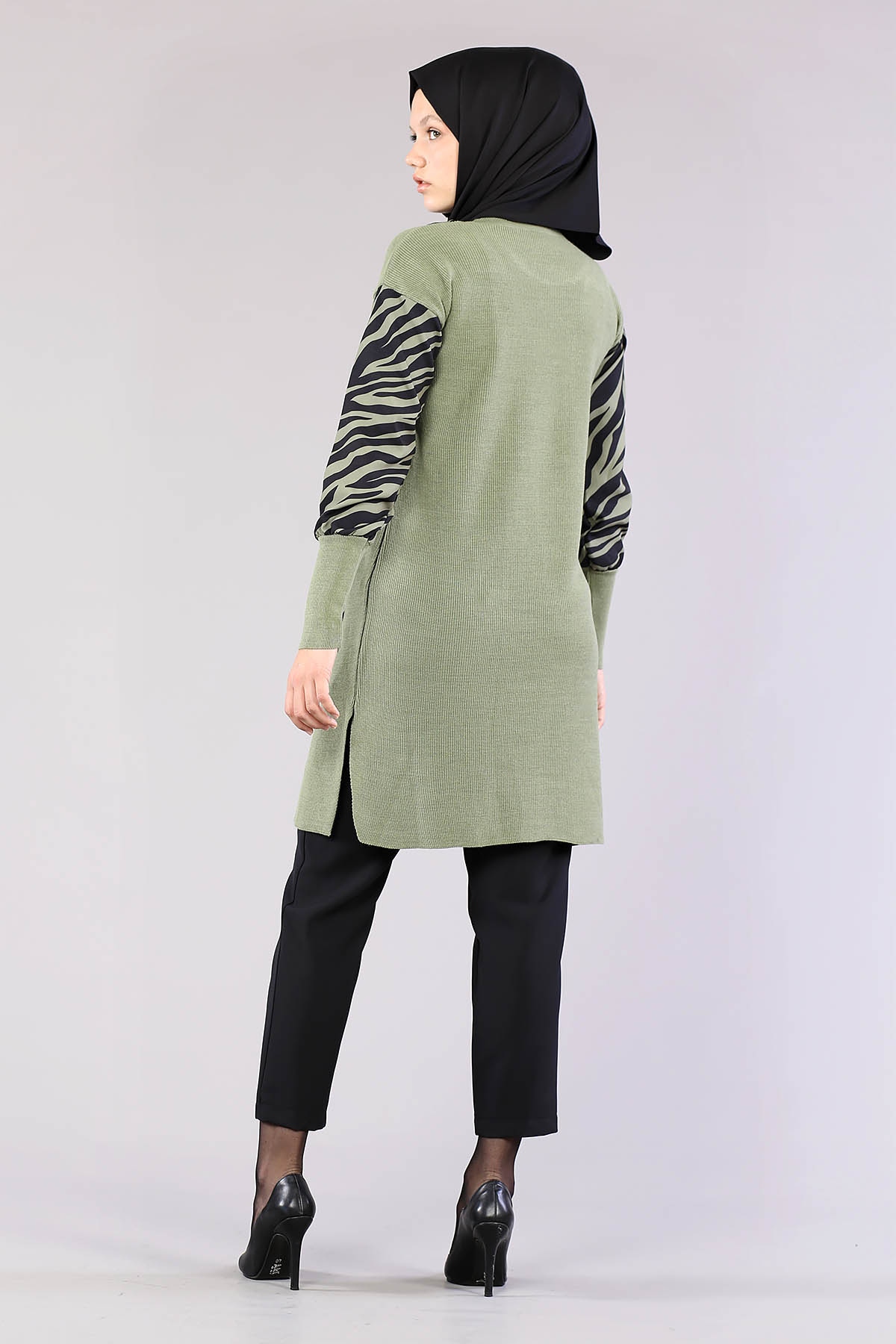 4063 Zebra Garnili Tunik Tek - Yesil - 4