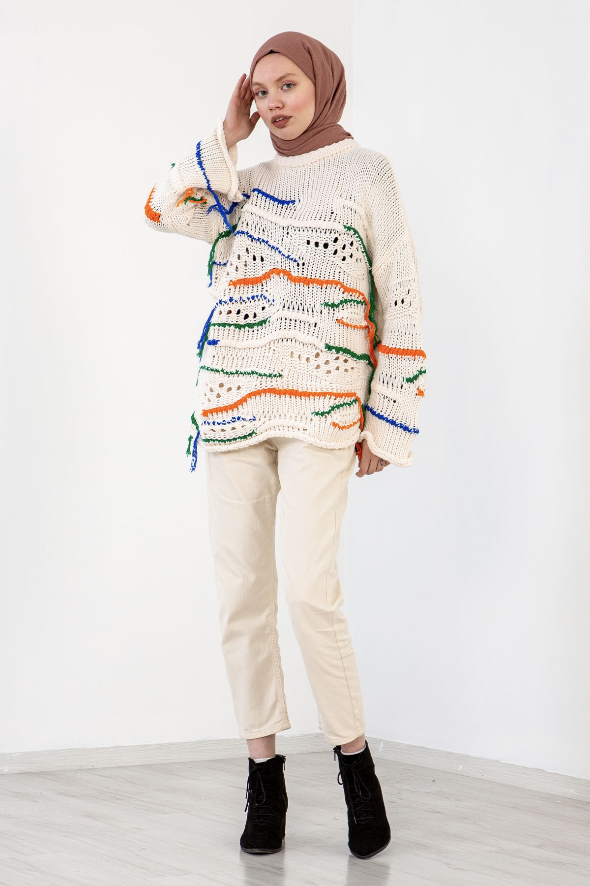 4092 Spor Kazak Tek - Mavi_turuncu - 1