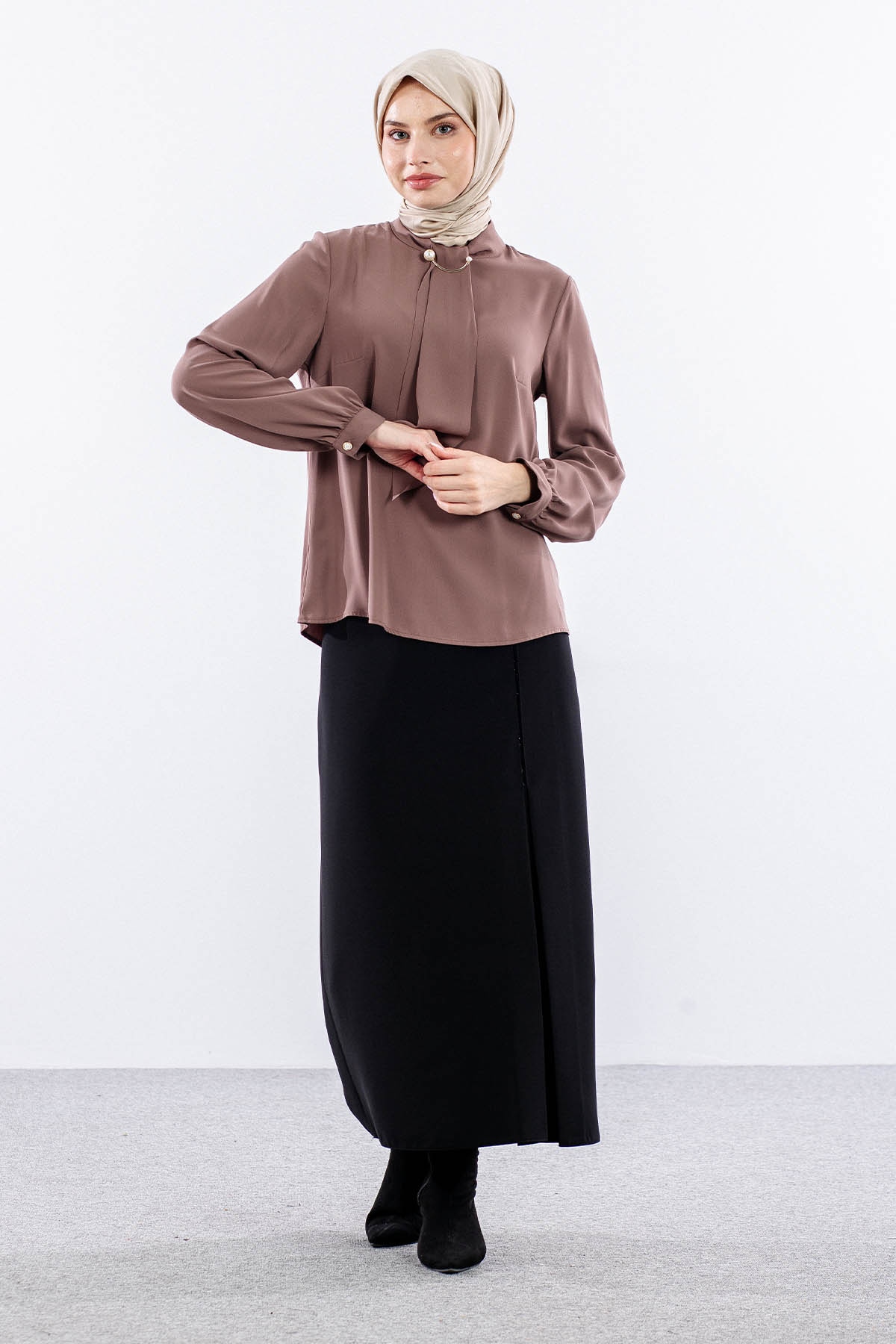 4100 Bluz 40-48 - Kahve - - 2