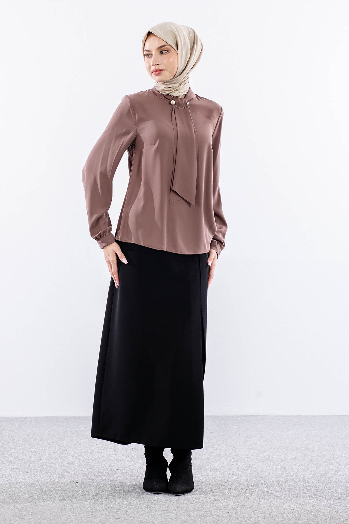 4100 Bluz 40-48 - Kahve - - 3