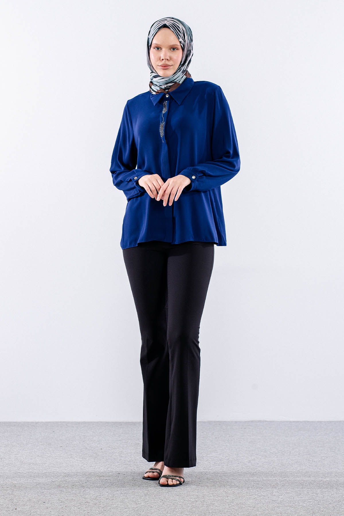 4114 Bluz 44-50 Basak Tas Detay - Sax - 2