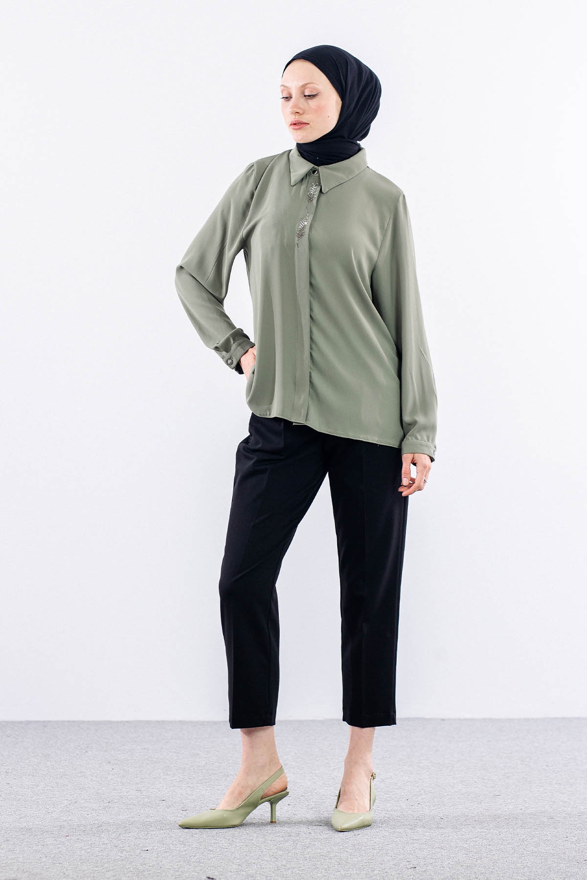 4114 Gömlek 44-52 - Haki - 1