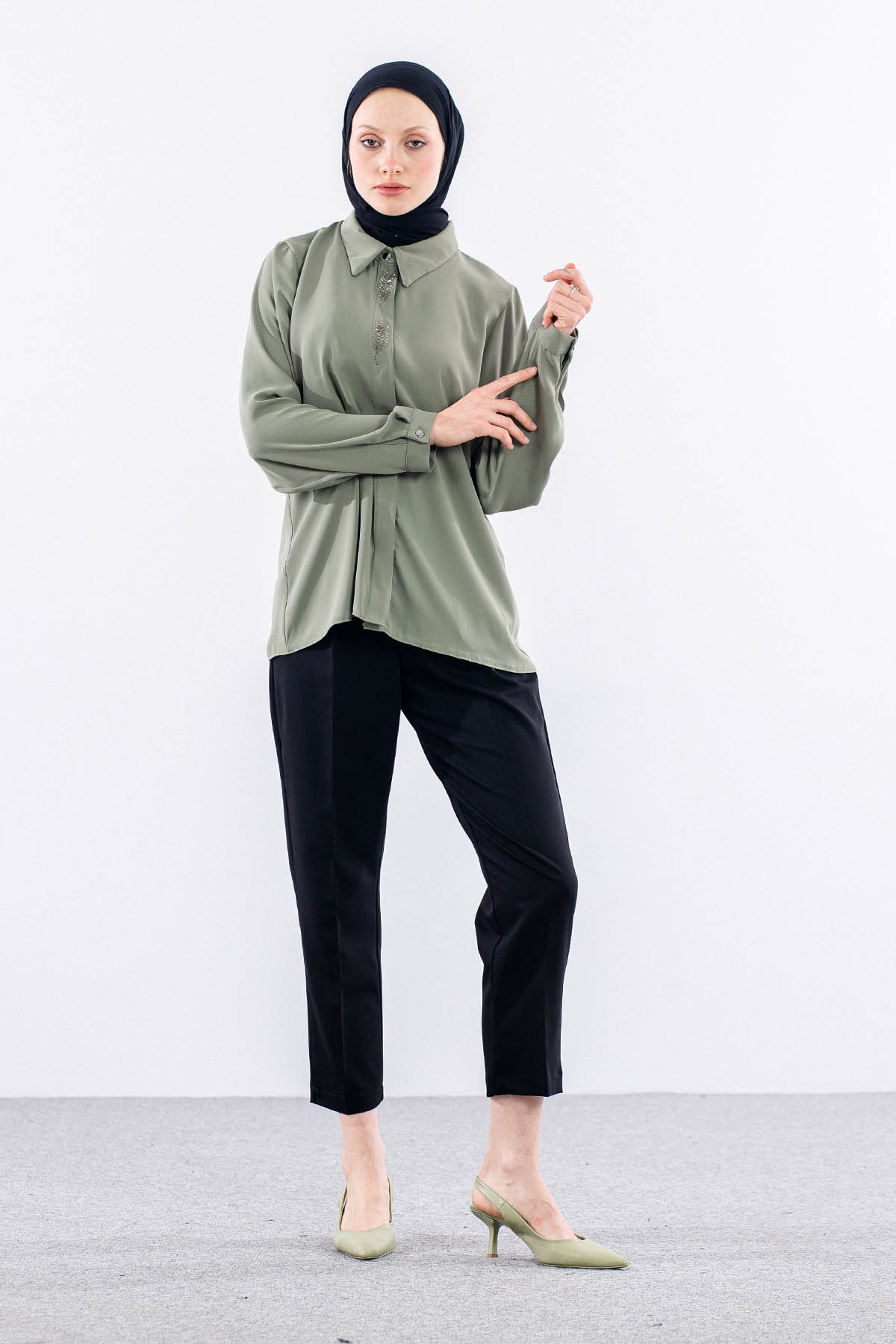 4114 Gömlek 44-52 - Haki - 2