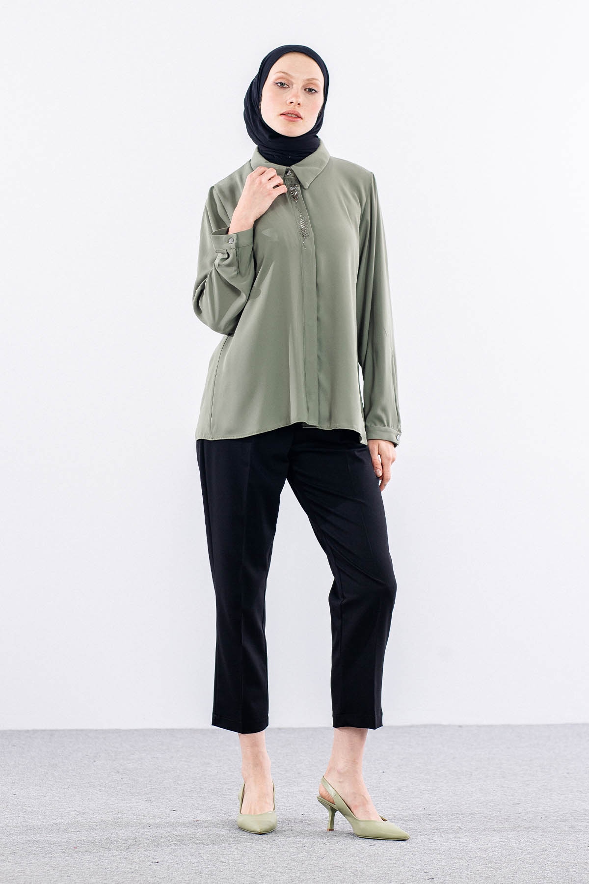 4114 Gömlek 44-52 - Haki - 3