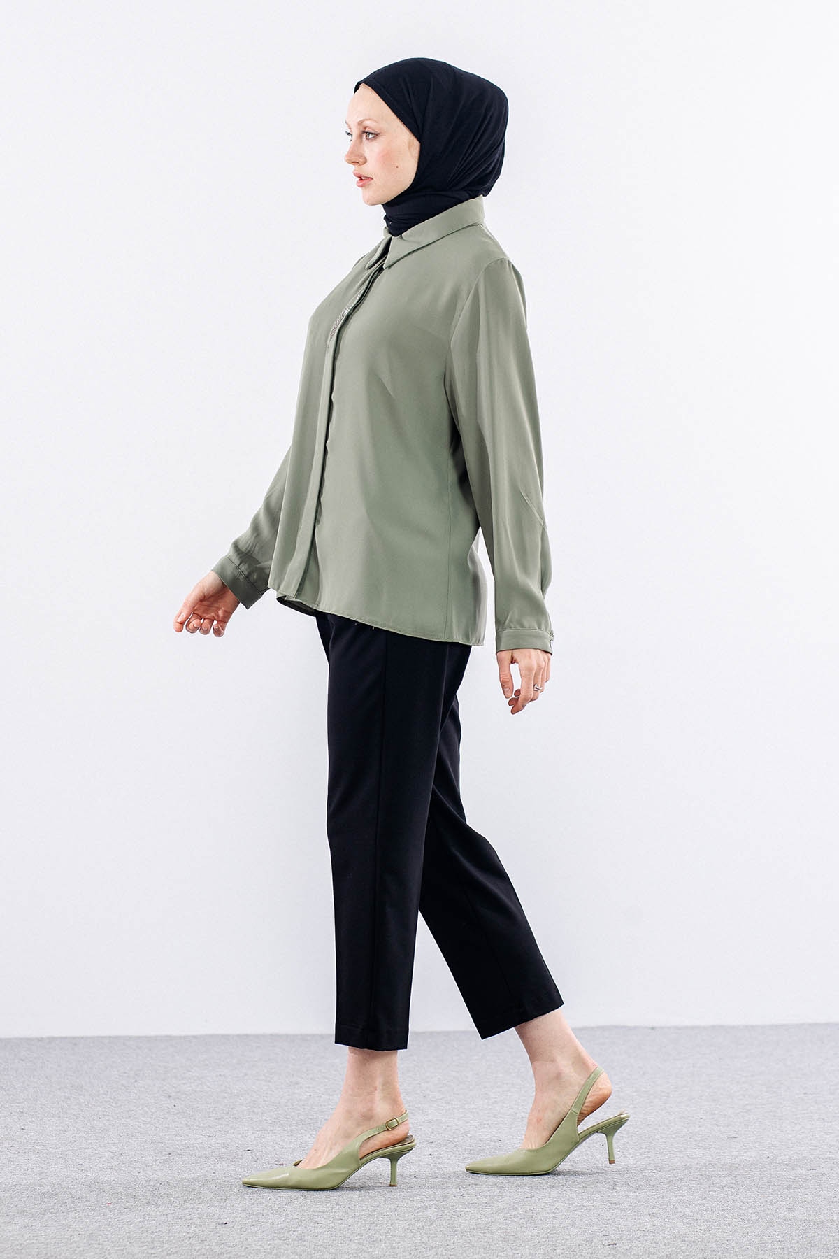 4114 Gömlek 44-52 - Haki - 5