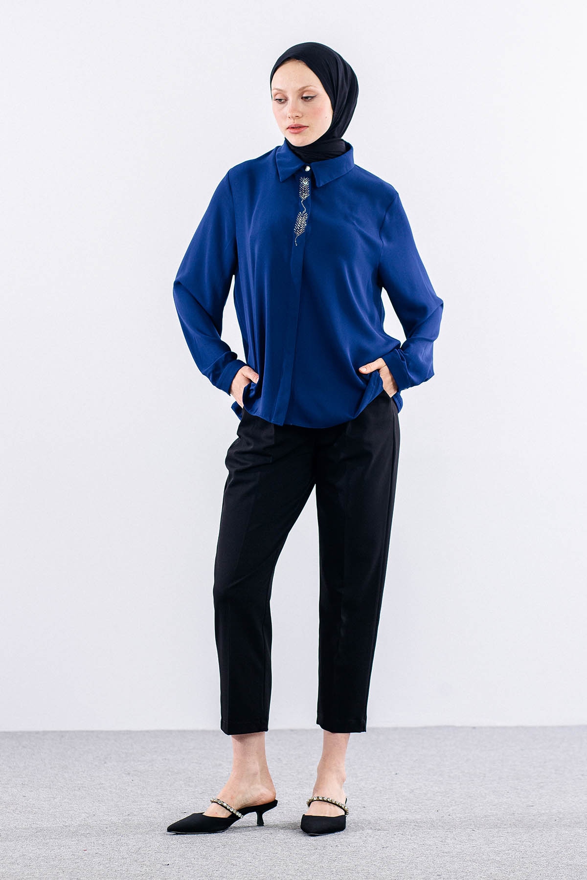 4114 Gömlek 44-52 - Indigo - 1