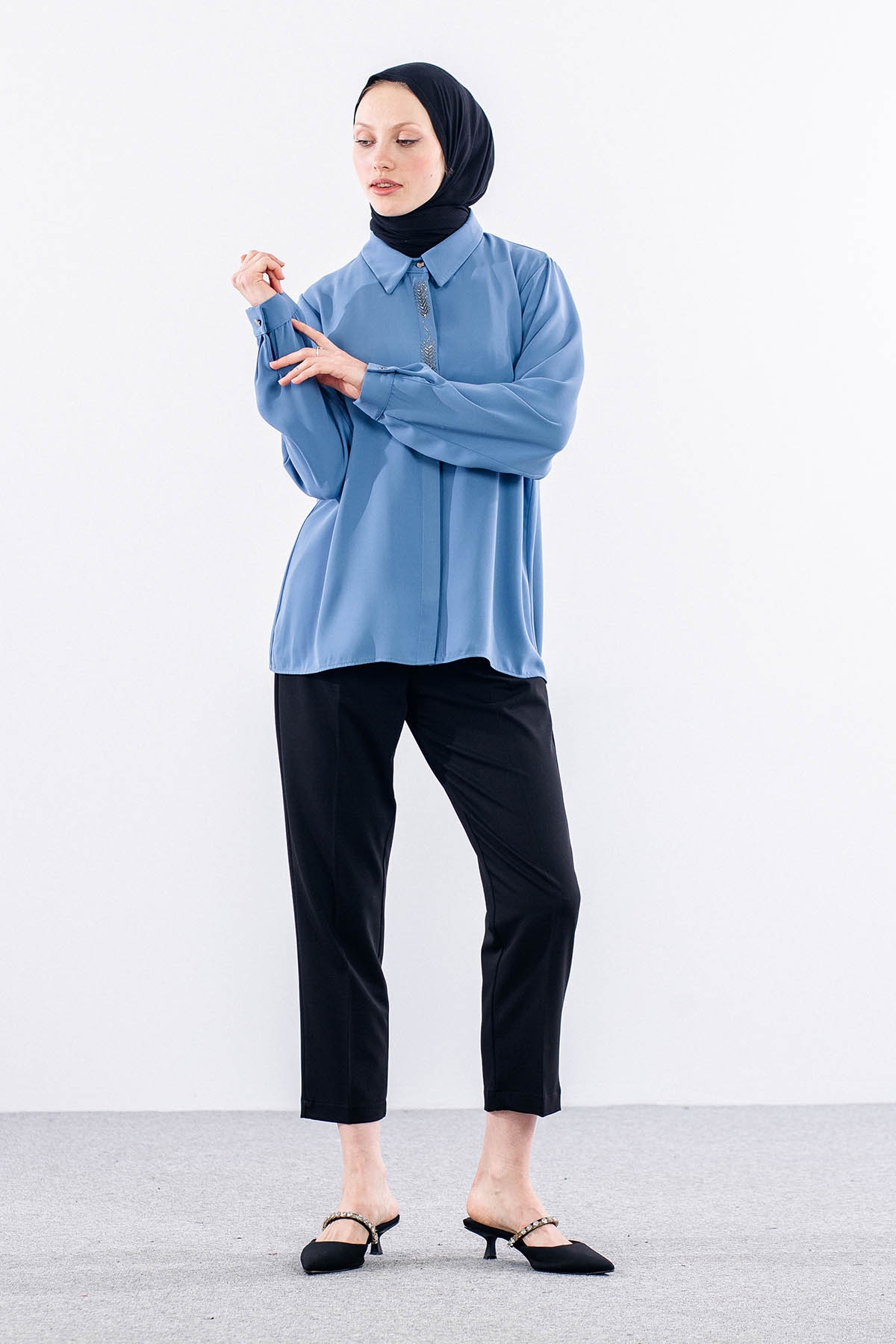 4114 Gömlek 44-52 - Mavi - 2