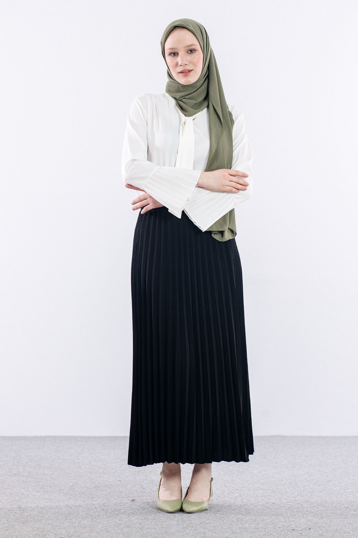 412 Etek 1-6 Plise - Siyah - 2