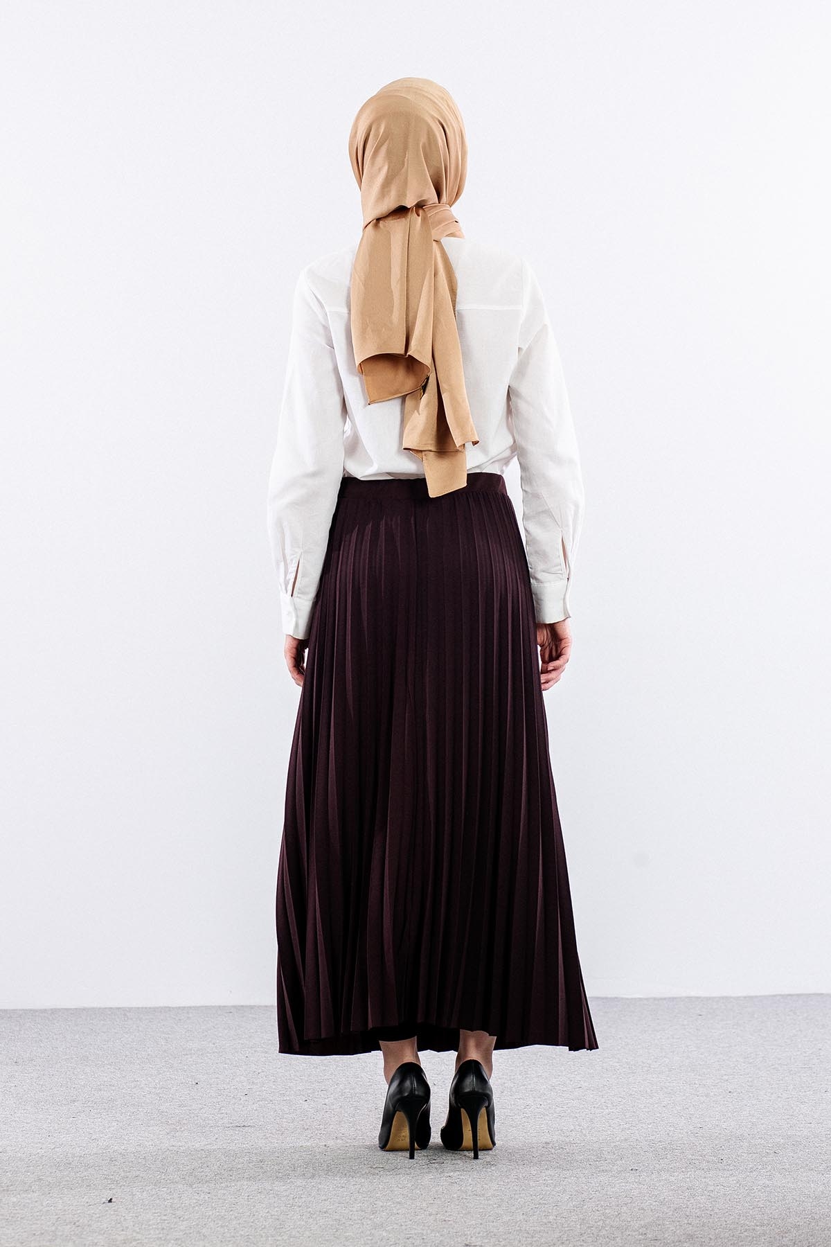 412 Pli̇se Etek 38-48 - Kahve - 4