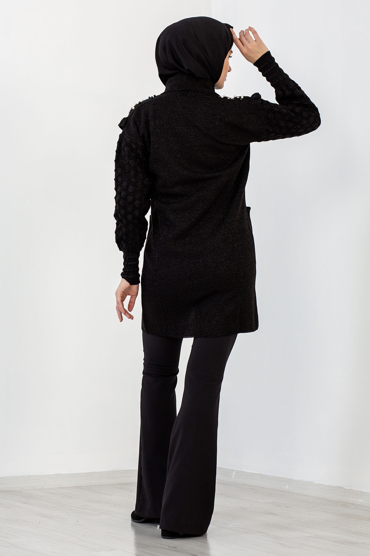 4120 İncili Ceket Tek - Siyah - 4