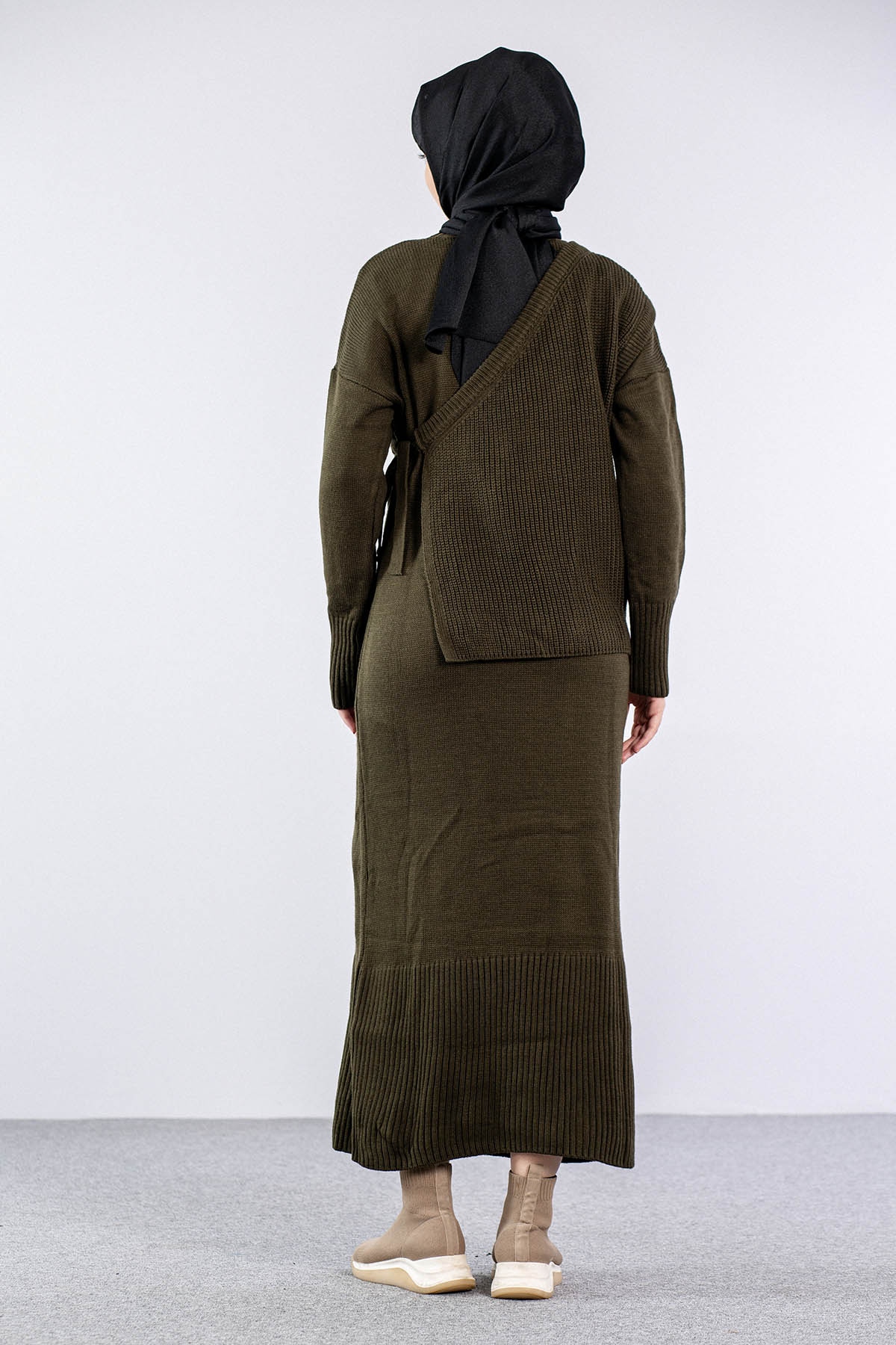 4125 Yelekli Elbise Tek - Haki - 4