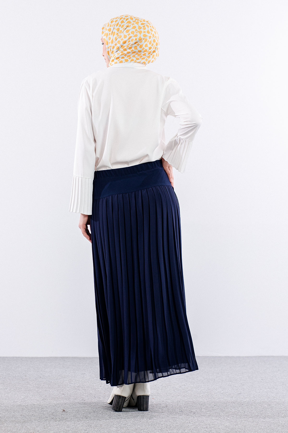 413 şfn Etek 1-6 G.plise - Lacivert - 5