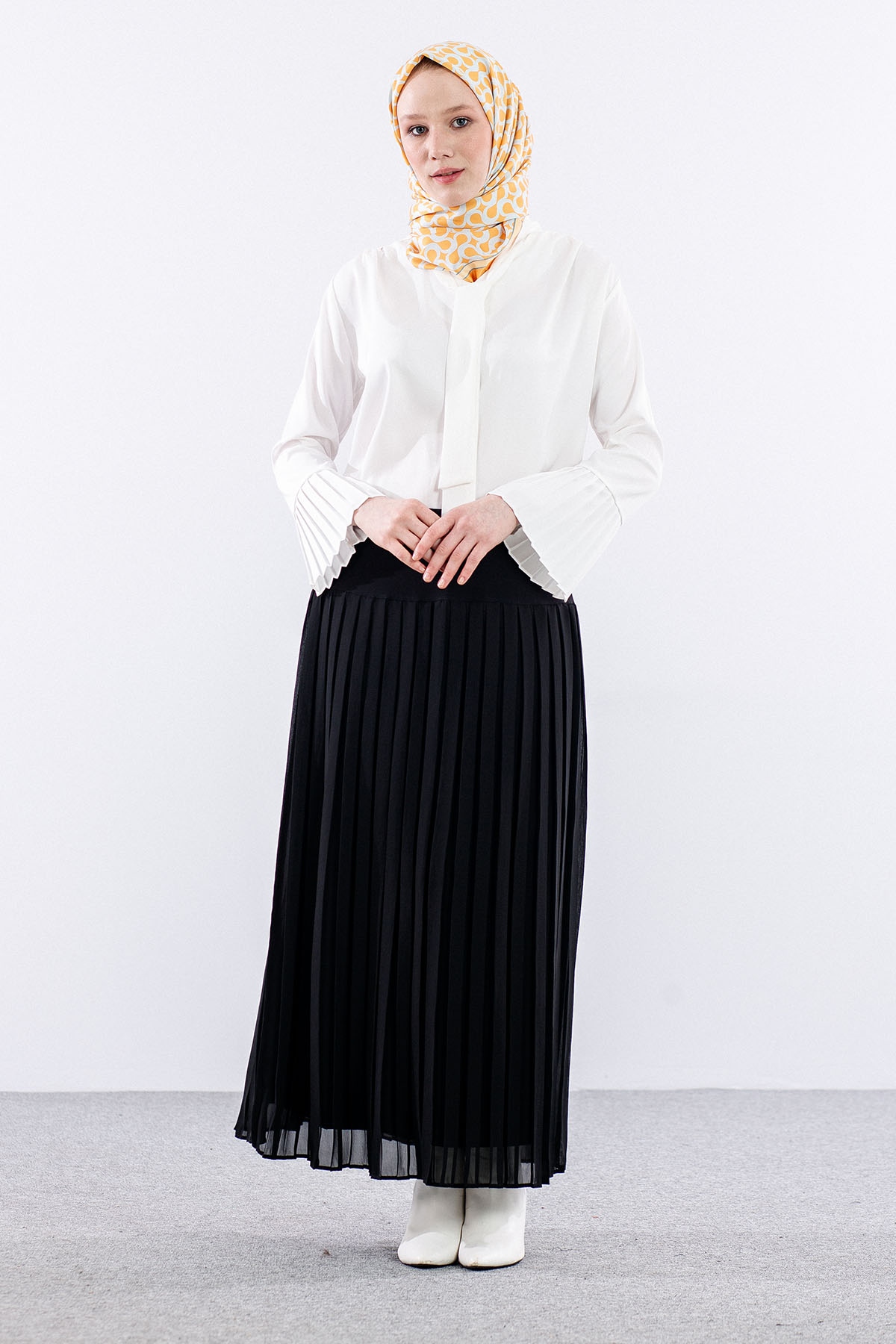 413 şfn Etek 1-6 G.plise - Siyah - 3