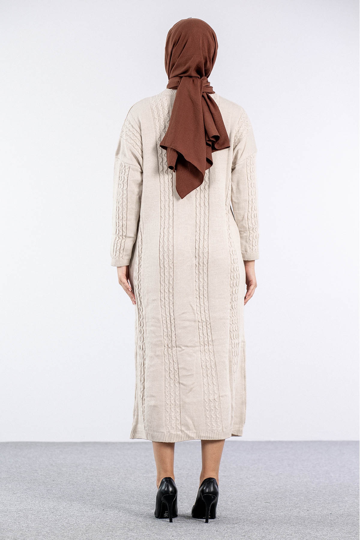 4176 Triko Elbise Tek - Tas - 4