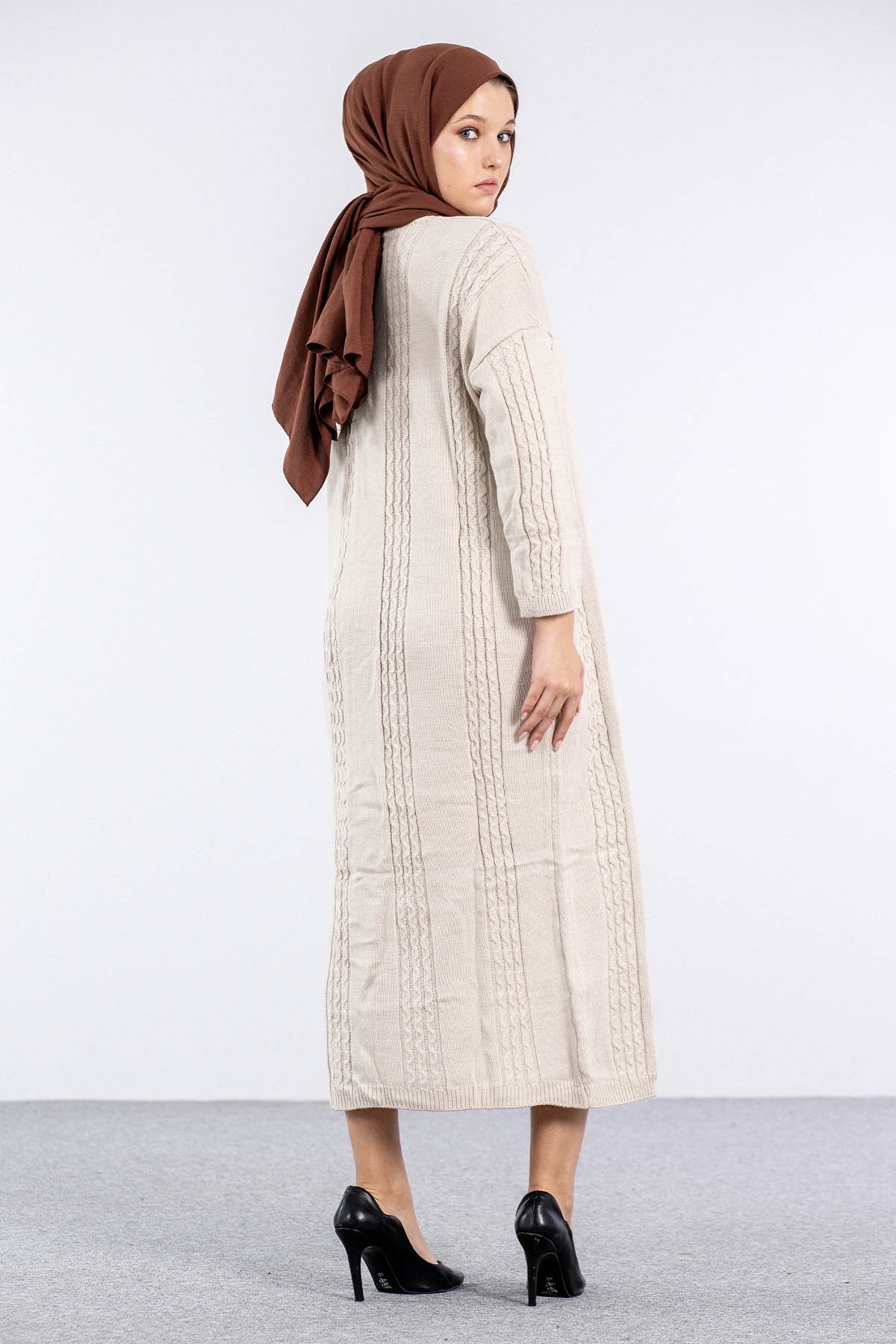 4176 Triko Elbise Tek - Tas - 5