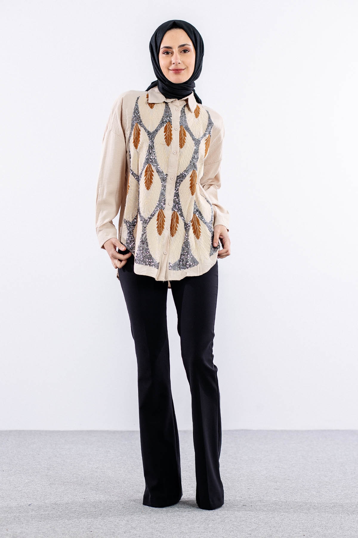 4202 Gömlek 38-44 - Bej - 1