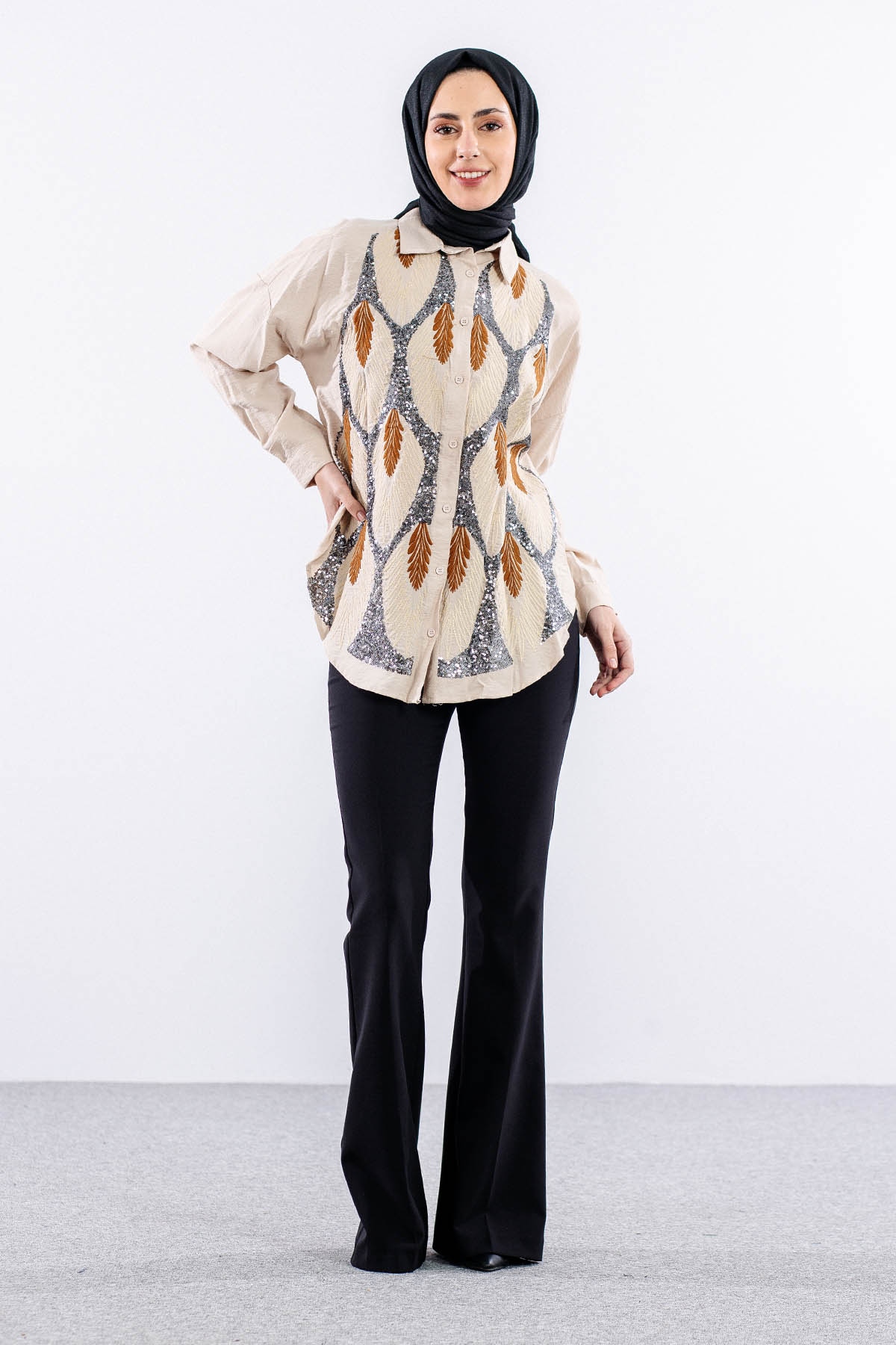 4202 Gömlek 38-44 - Bej - 2