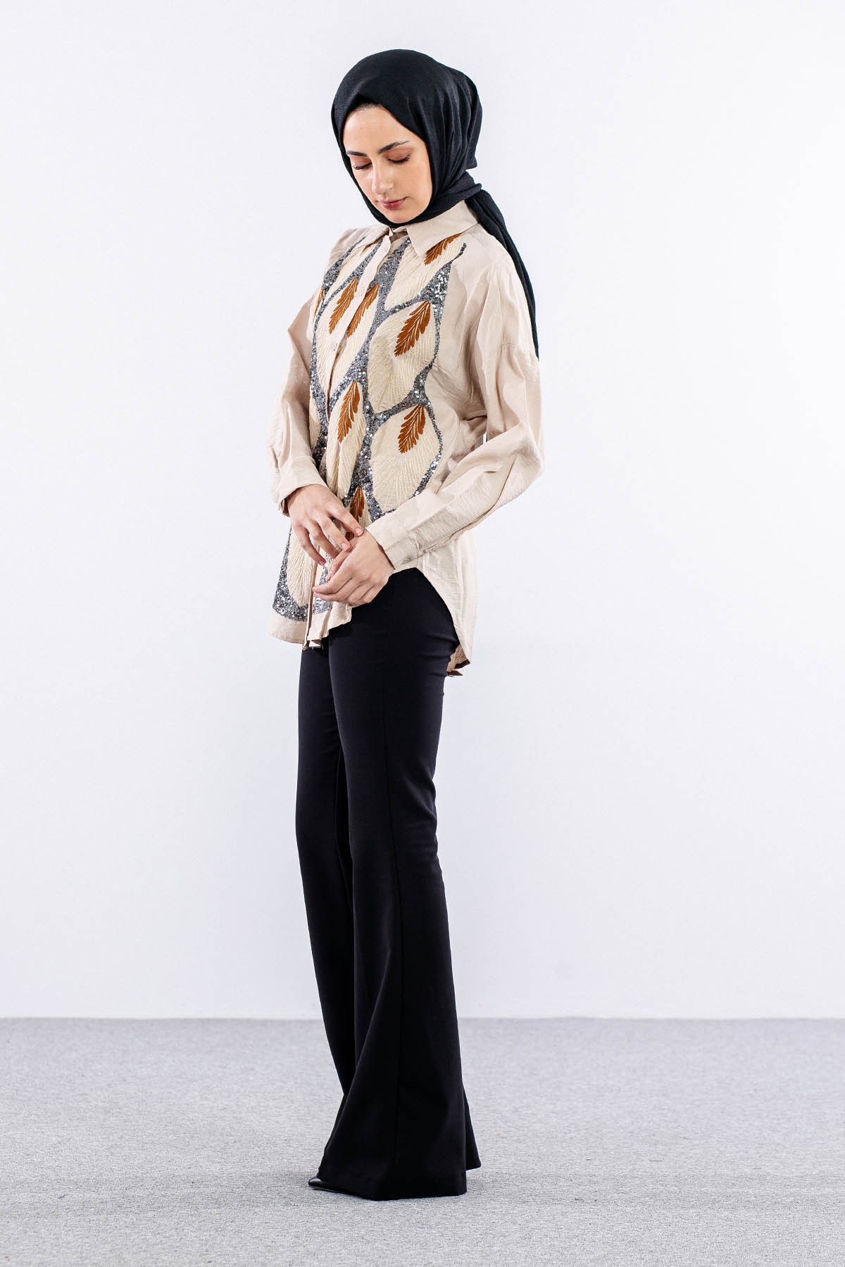 4202 Gömlek 38-44 - Bej - 3