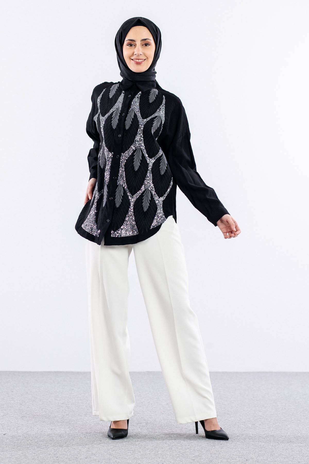 4202 Gömlek 38-44 - Siyah - 1