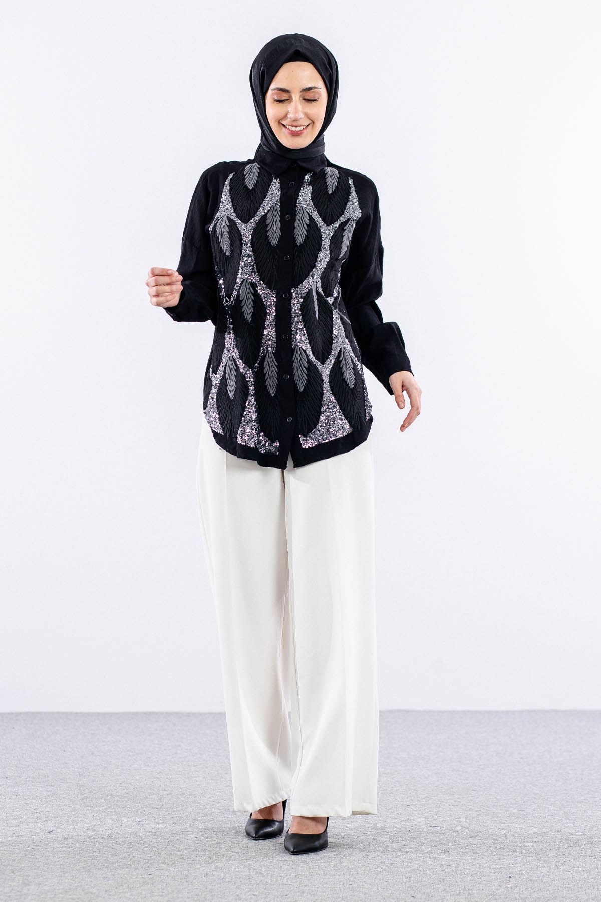 4202 Gömlek 38-44 - Siyah - 2