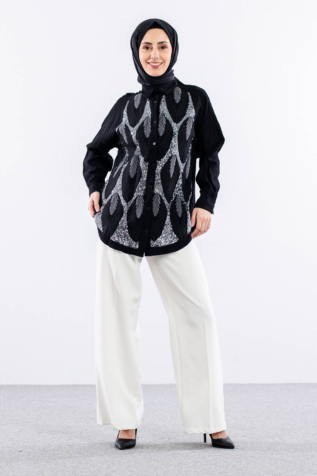 4202 Gömlek 38-44 - Siyah - 3