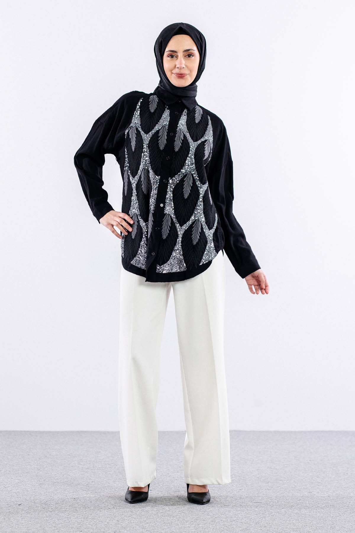 4202 Gömlek 38-44 - Siyah - 4