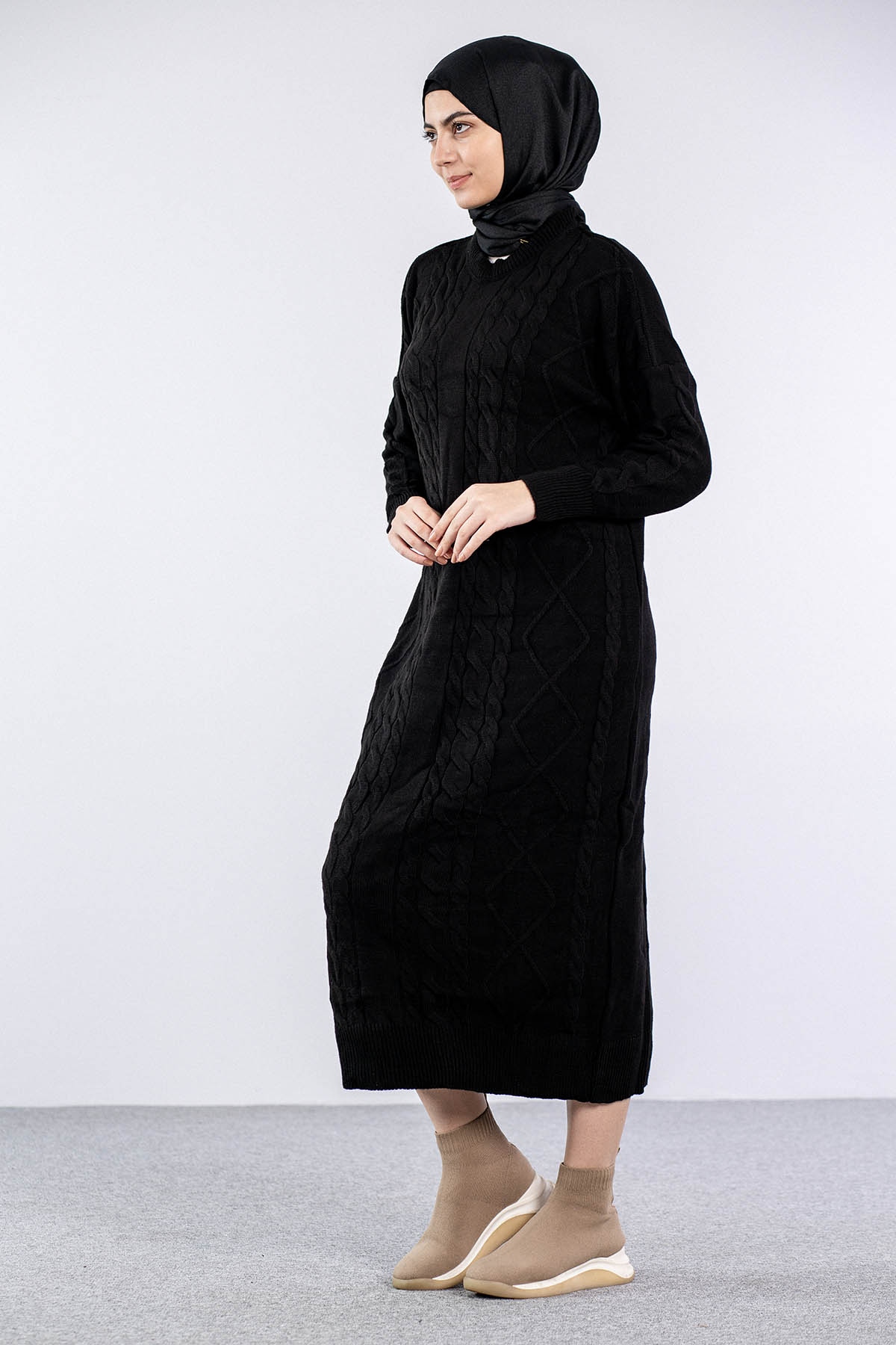 4216 Elbise Tek - Siyah - 2