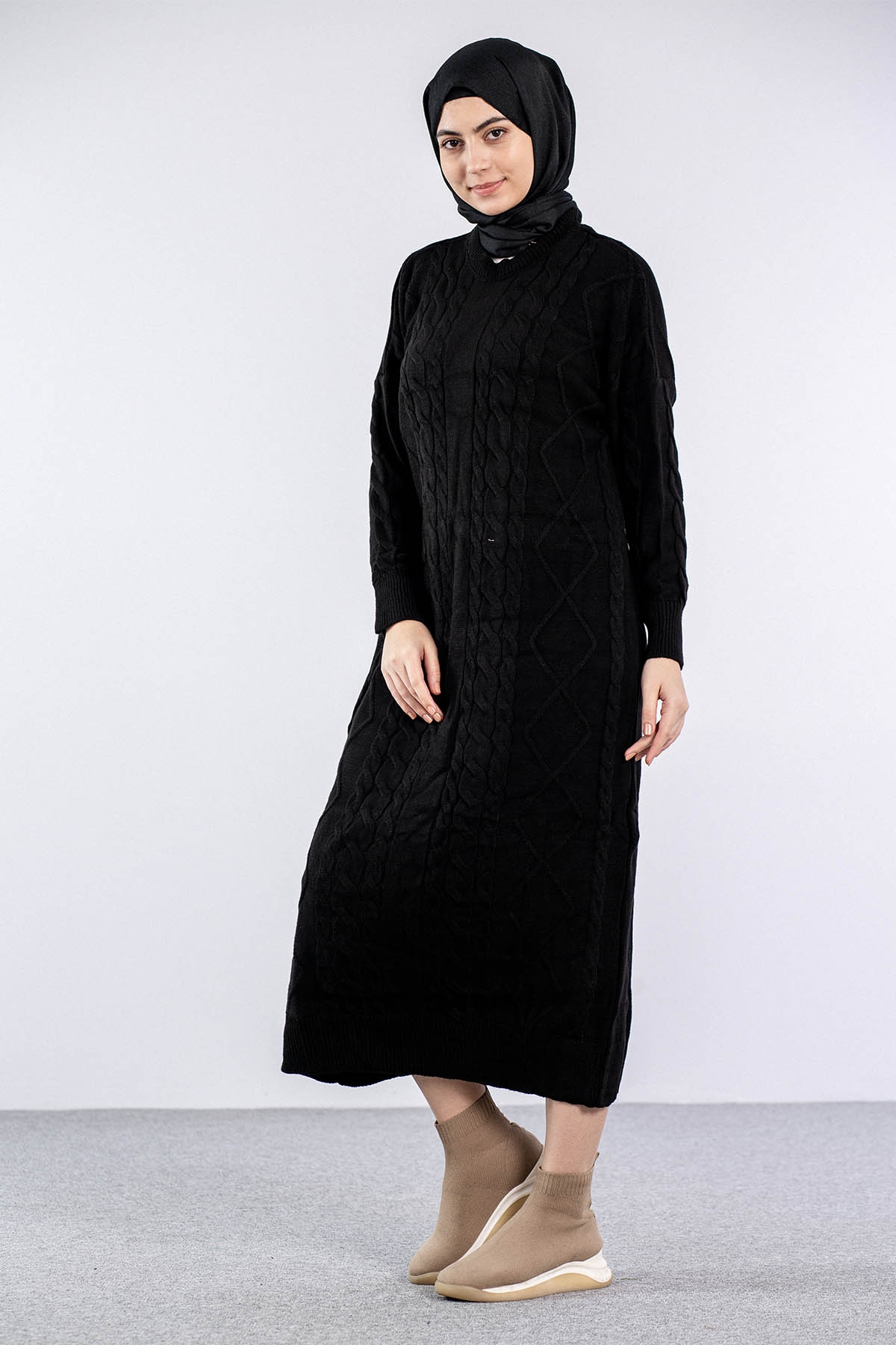 4216 Elbise Tek - Siyah - 3