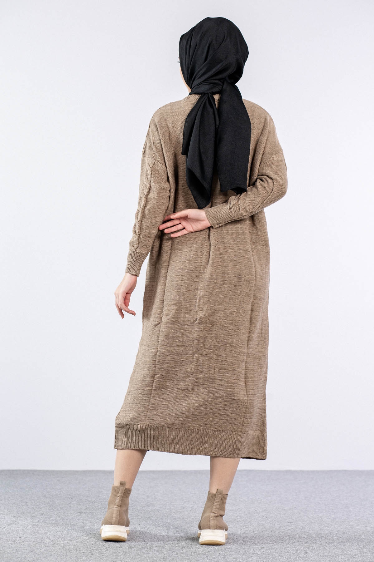 4216 Elbise Tek - Vizon - 4