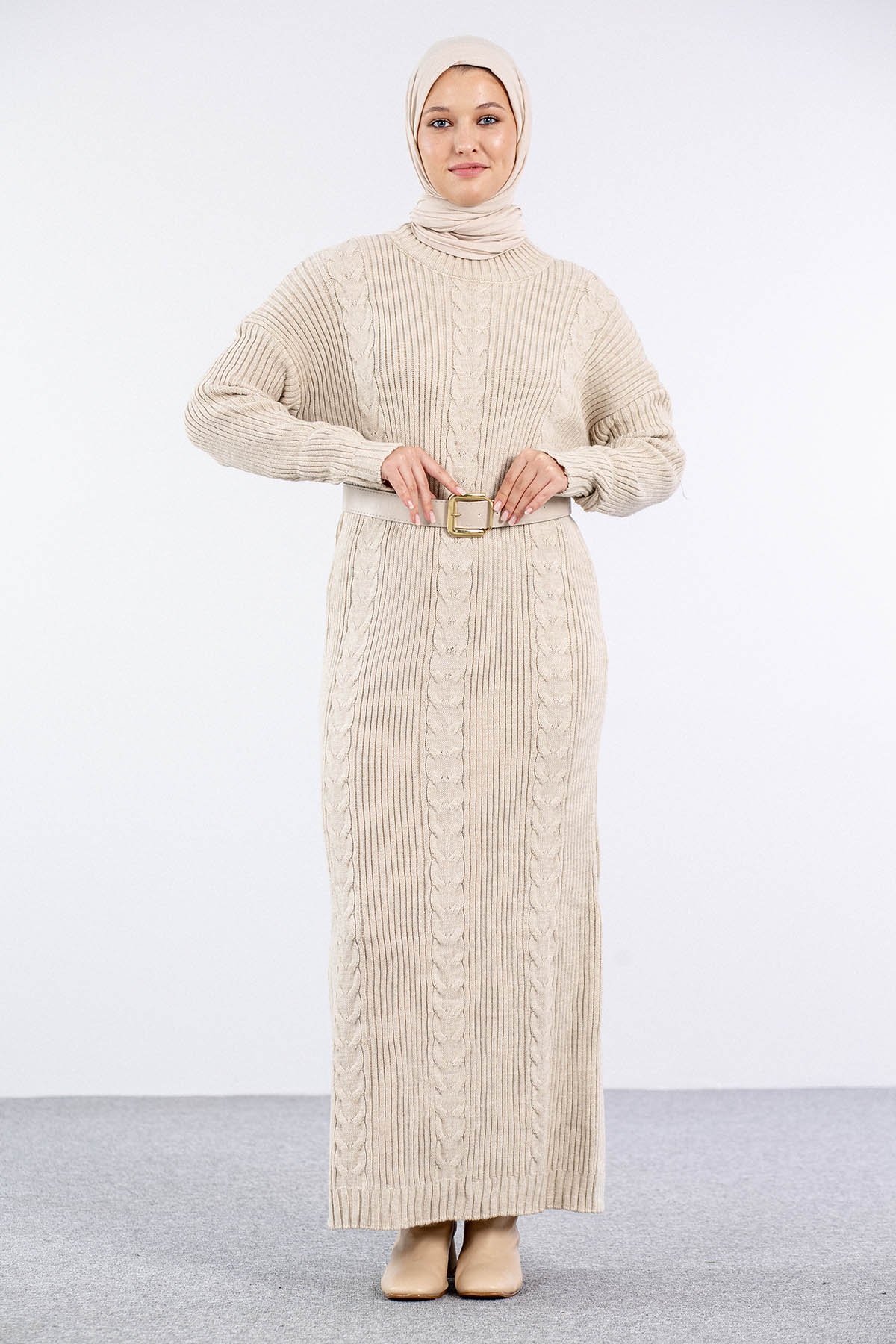 4279 Triko Elbise Tek - Tas - 1