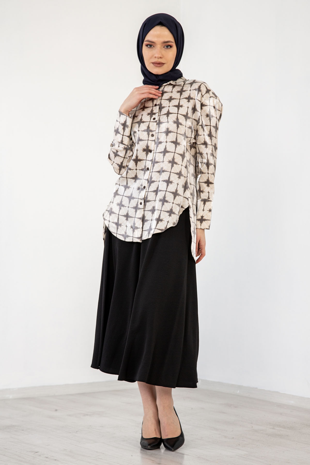 4325 Saten Gömlek 38-44 - Krem_kahve - 3