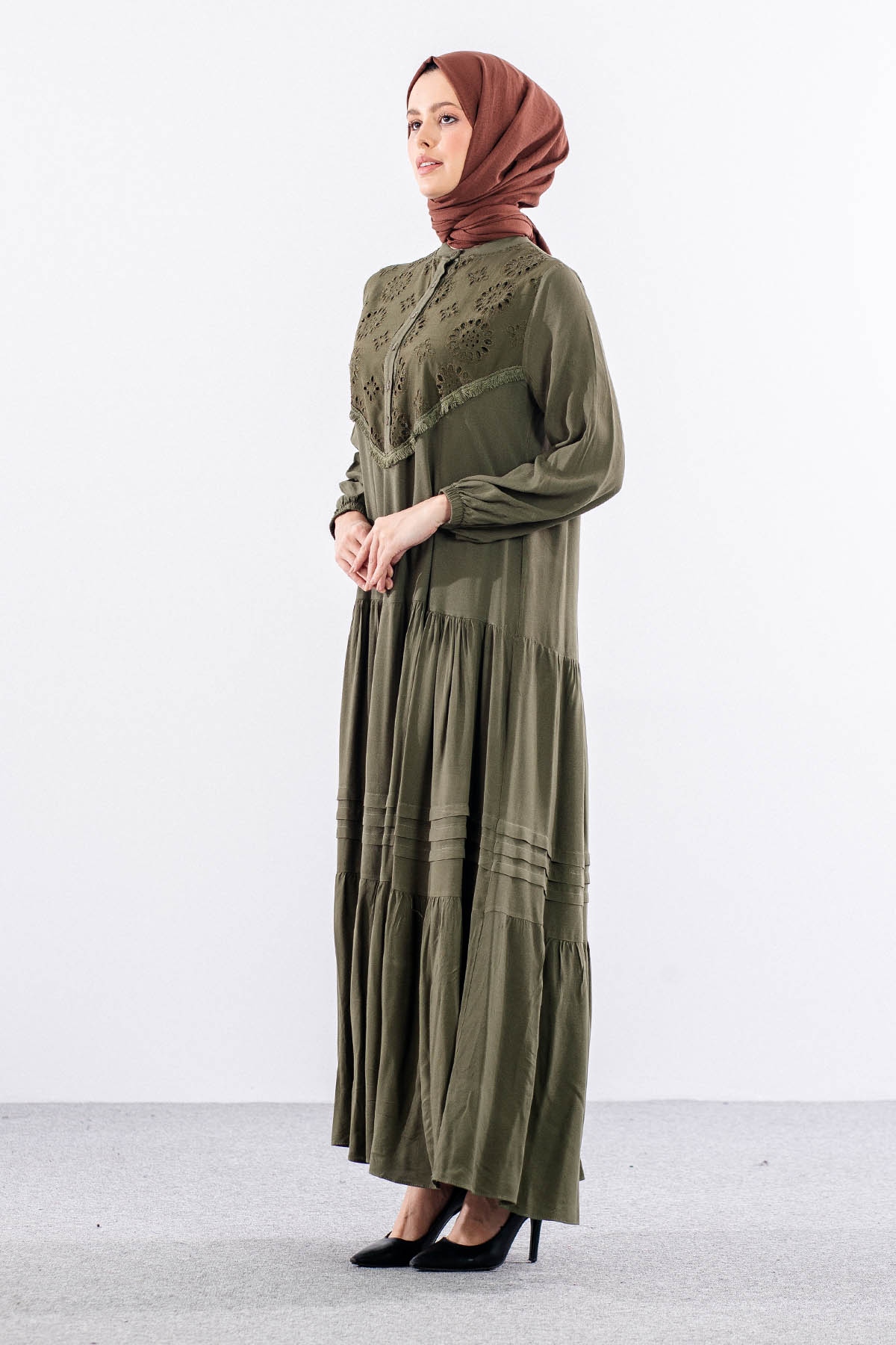 438 Elbise 1-3 Fisto Gupur - Haki - 3