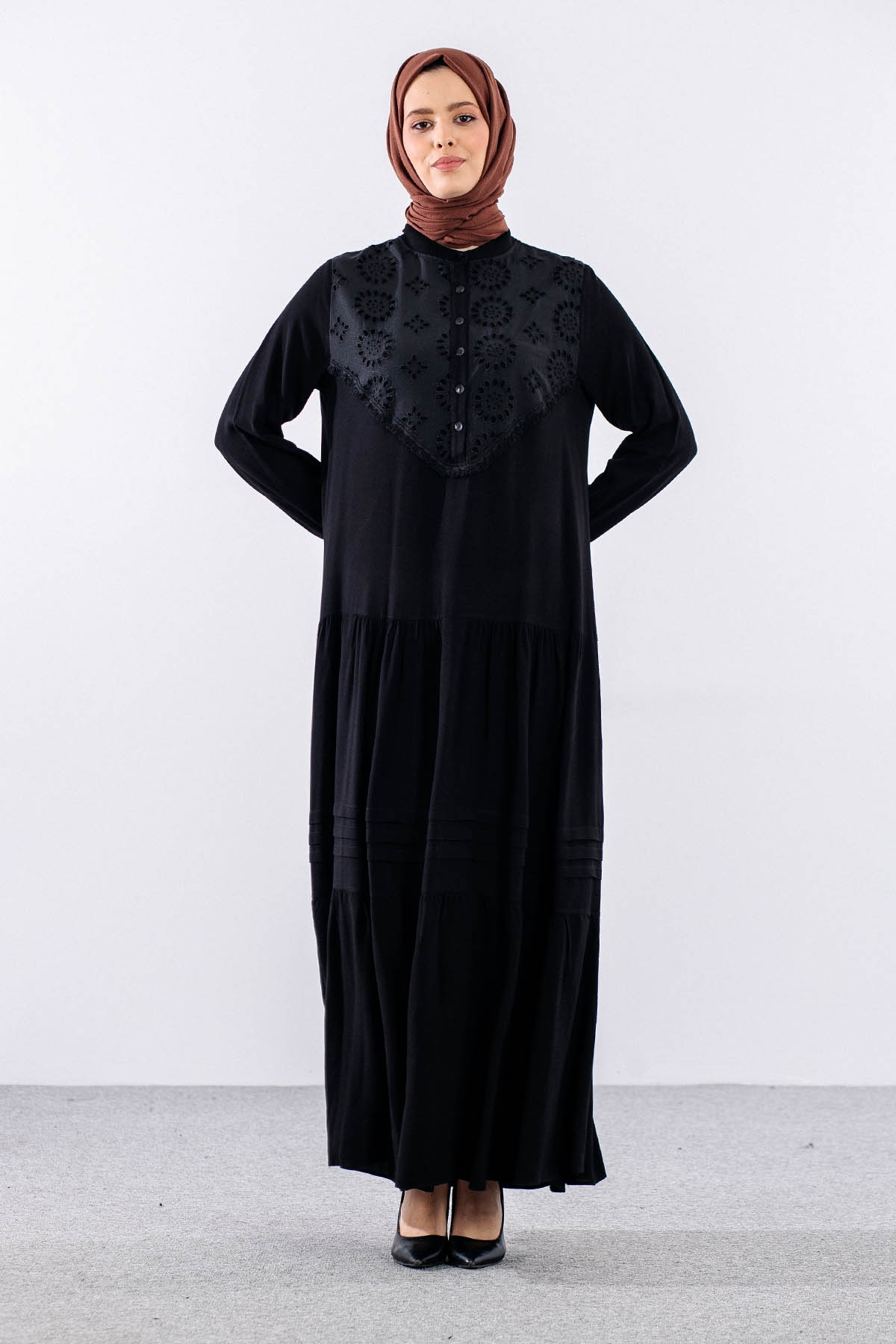 438 Elbise 1-3 Fisto Gupur - Siyah - 1