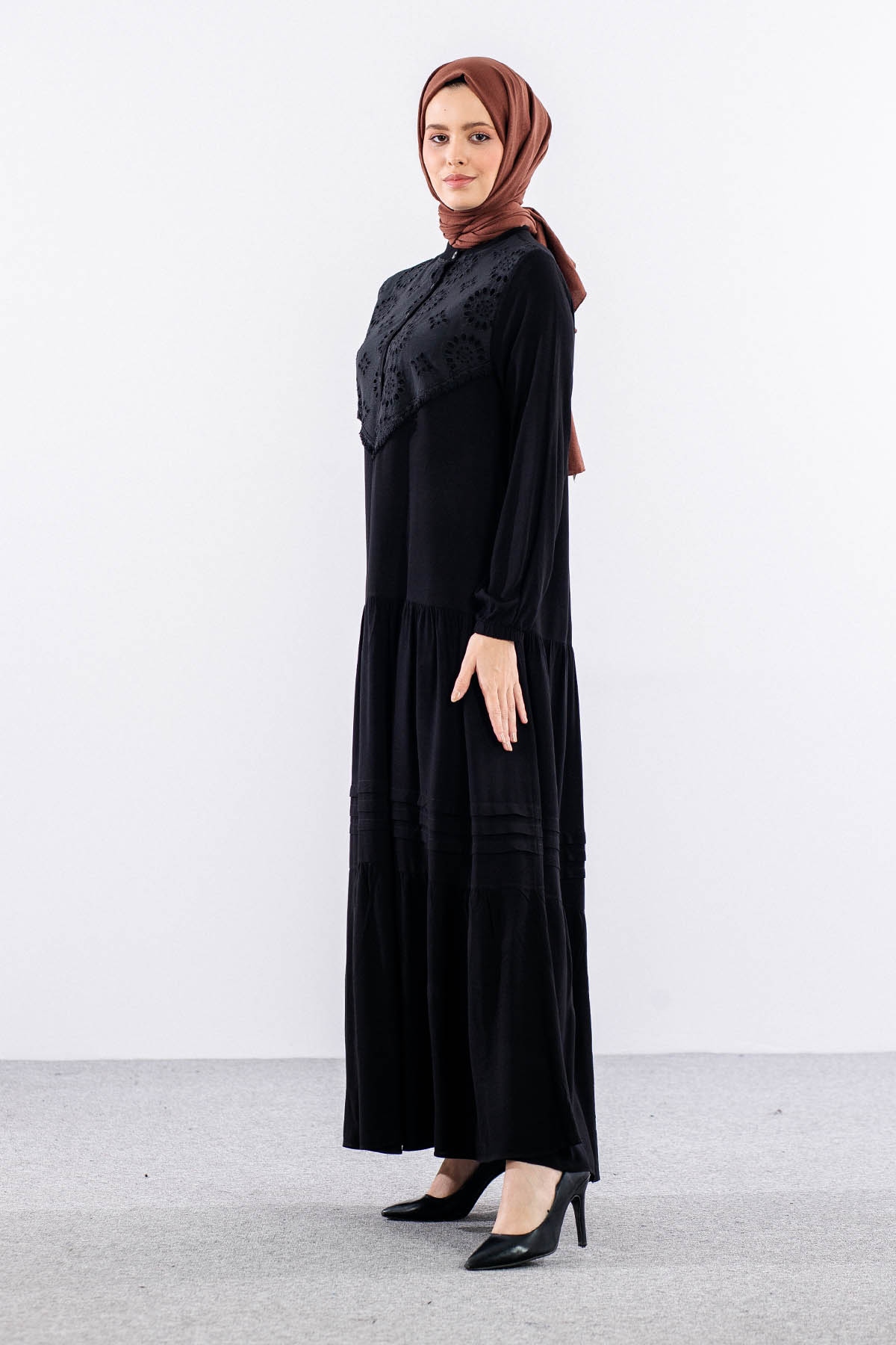 438 Elbise 1-3 Fisto Gupur - Siyah - 3