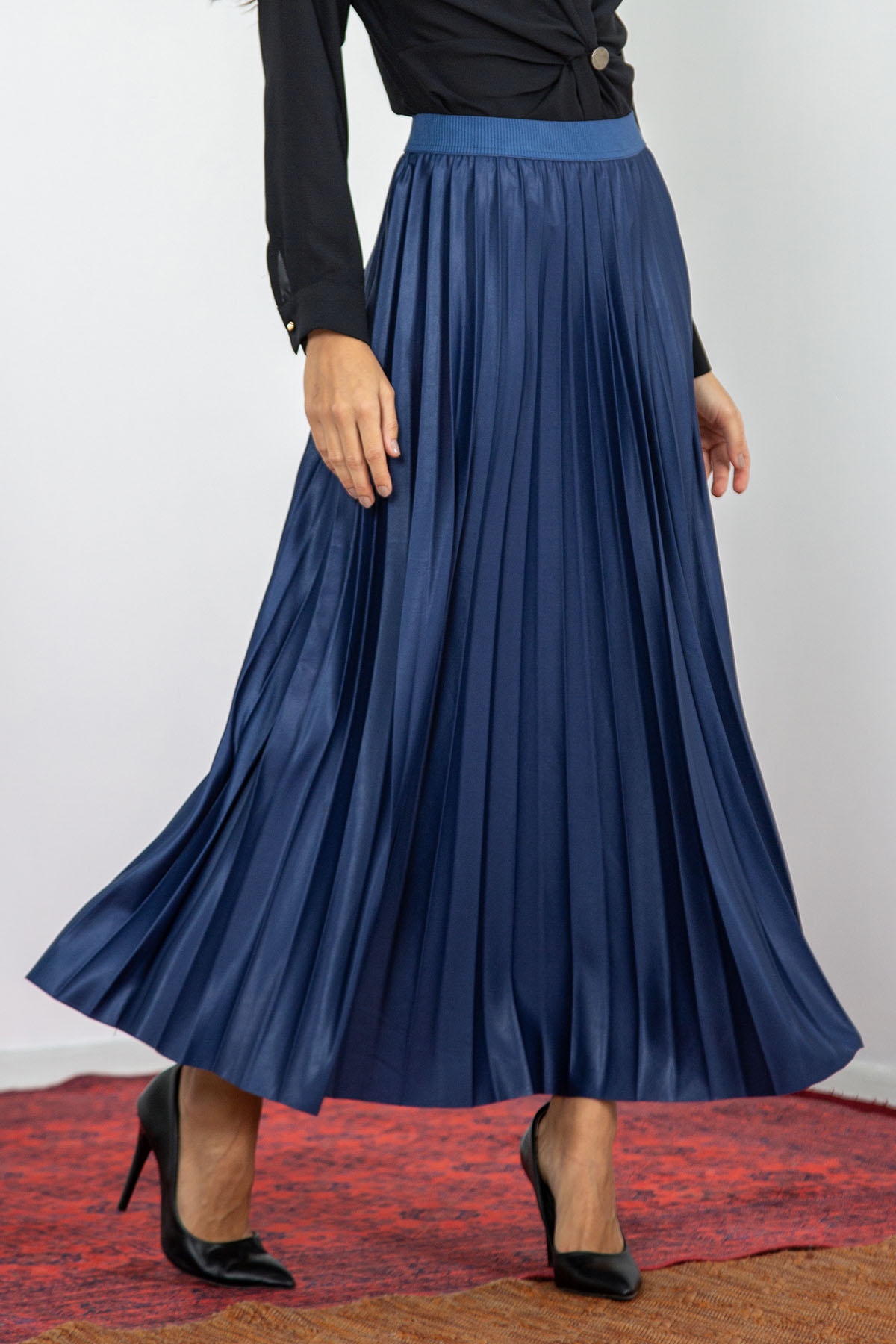 4501 Gnş Plise Etek 38-44 - Lacivert - 2