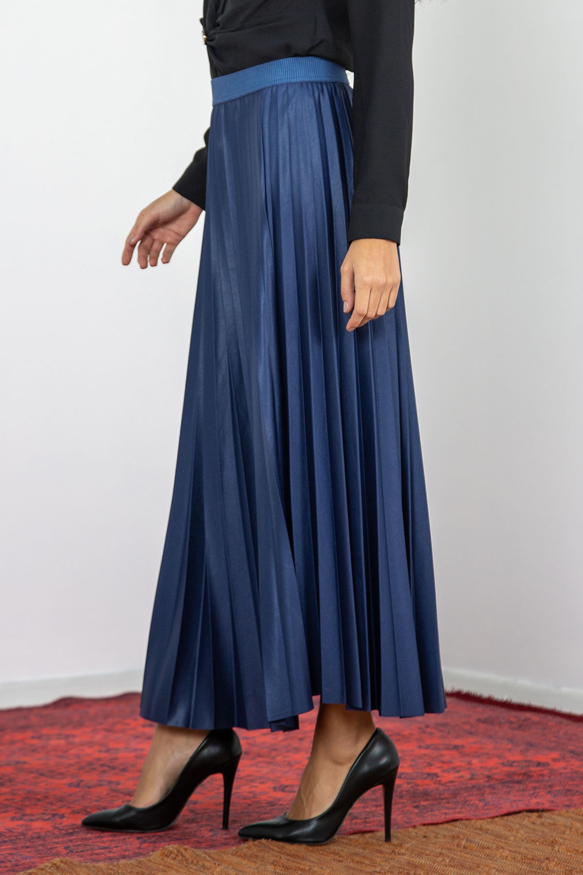 4501 Gnş Plise Etek 38-44 - Lacivert - 3