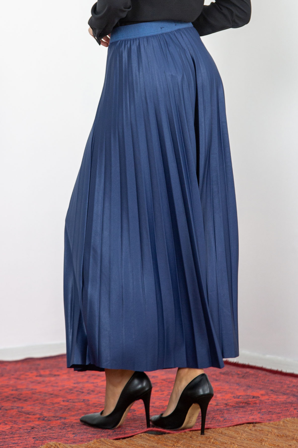 4501 Gnş Plise Etek 38-44 - Lacivert - 4