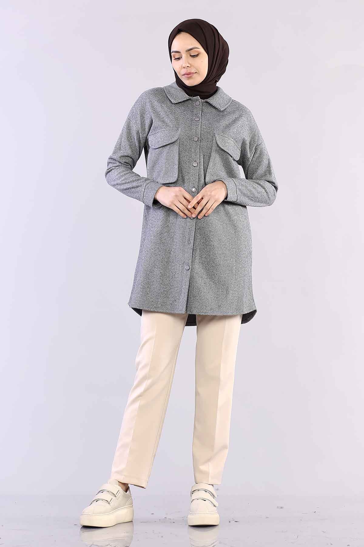 4510 Cepli Kalin Tunik 36-44 - Antrasit - 2