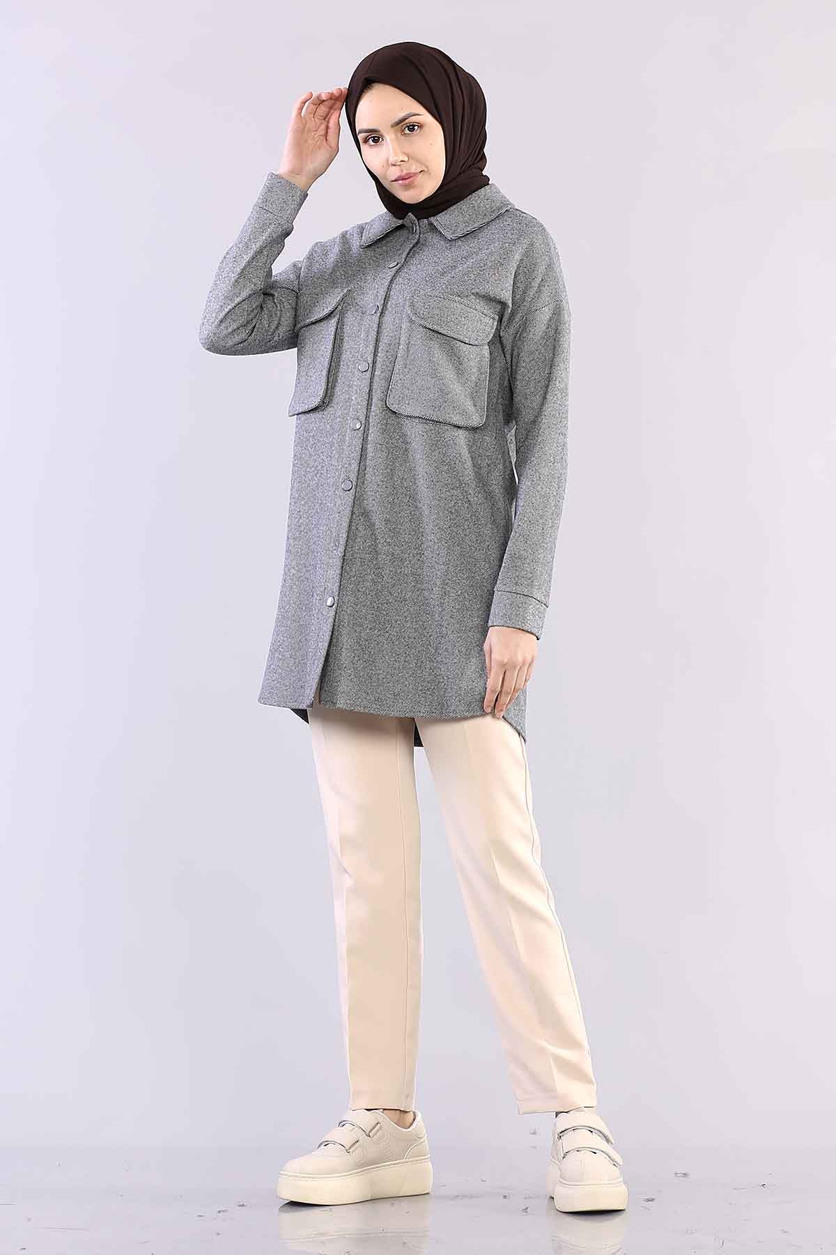 4510 Cepli Kalin Tunik 36-44 - Antrasit - 4