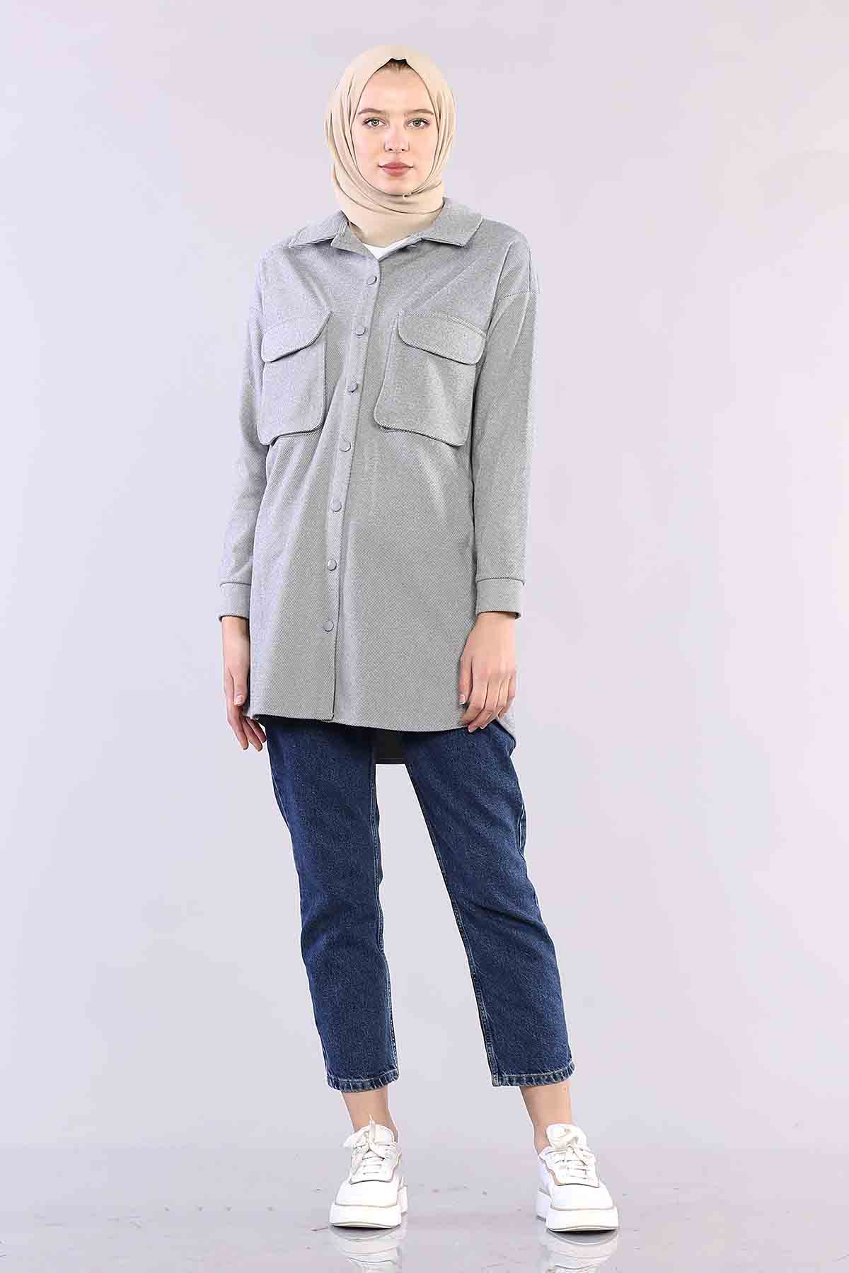4510 Cepli Kalin Tunik 36-44 - Gri - 1