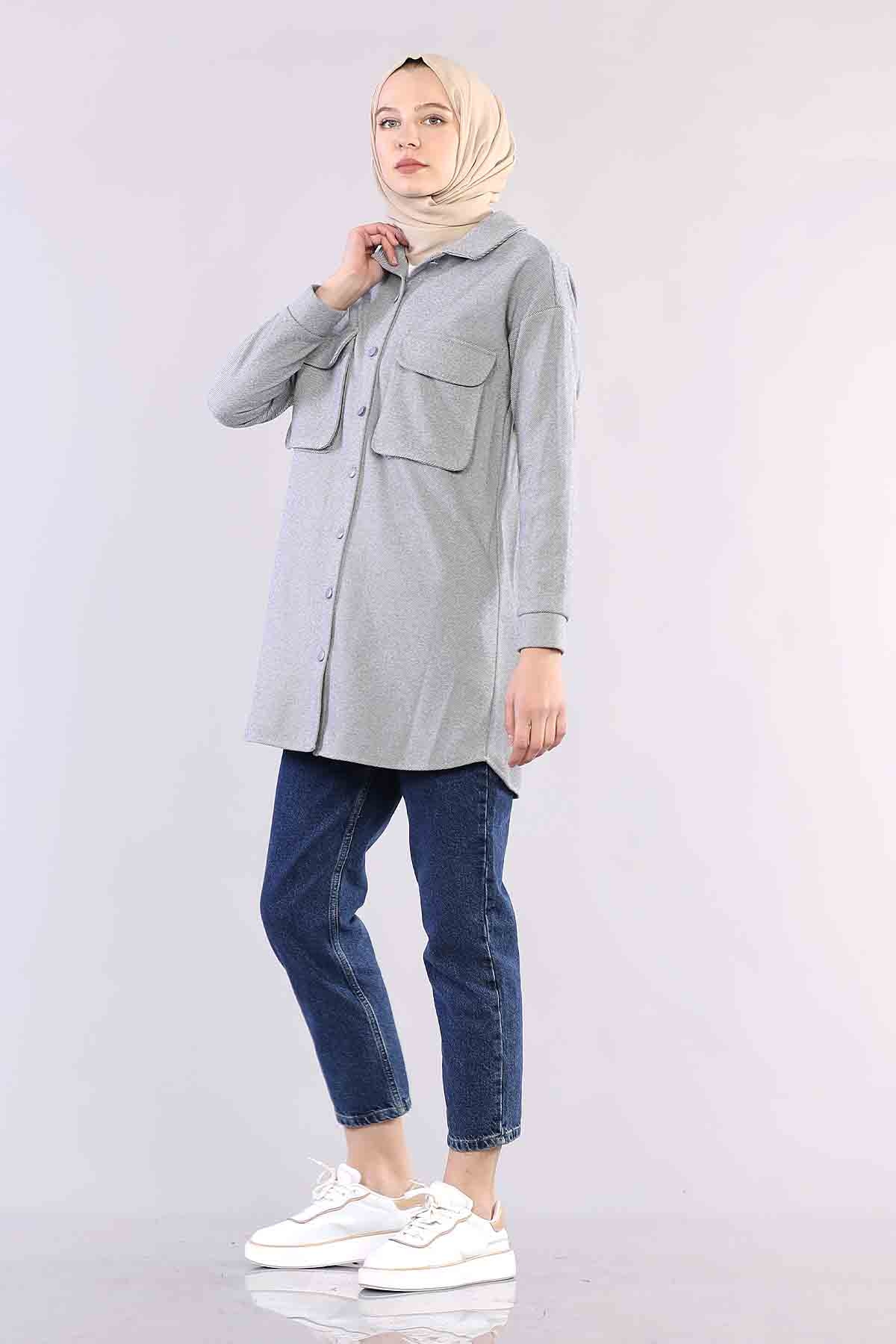 4510 Cepli Kalin Tunik 36-44 - Gri - 4