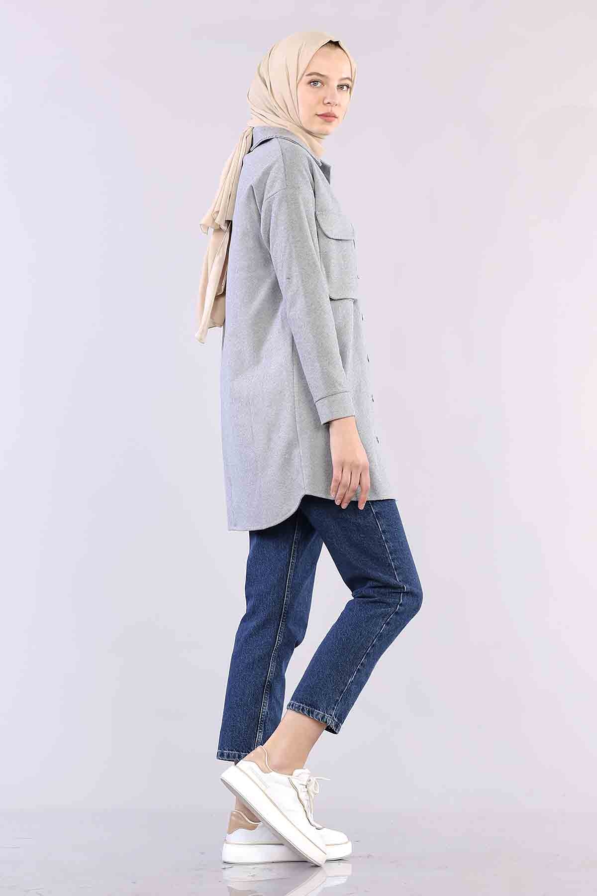 4510 Cepli Kalin Tunik 36-44 - Gri - 5
