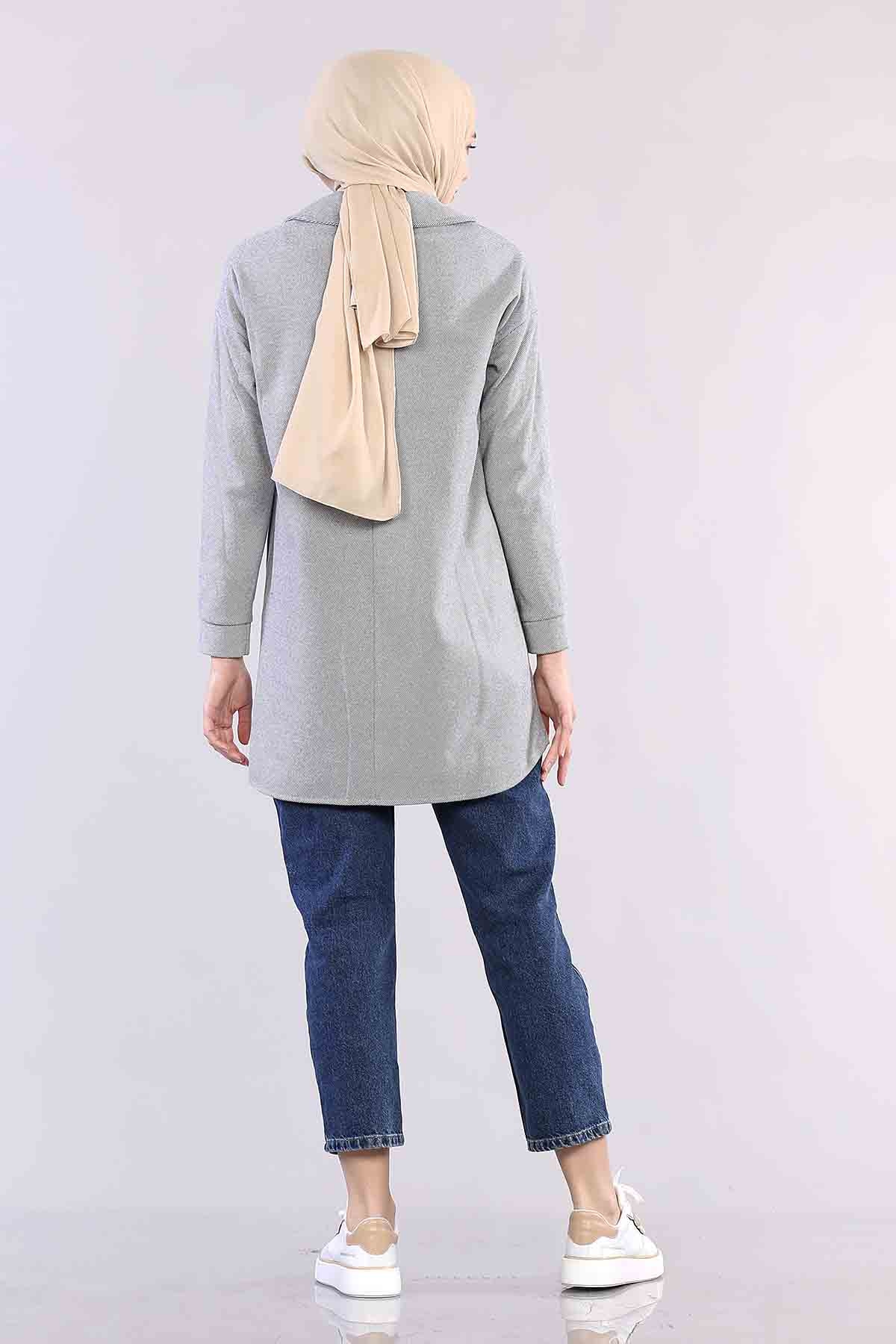 4510 Cepli Kalin Tunik 36-44 - Gri - 6
