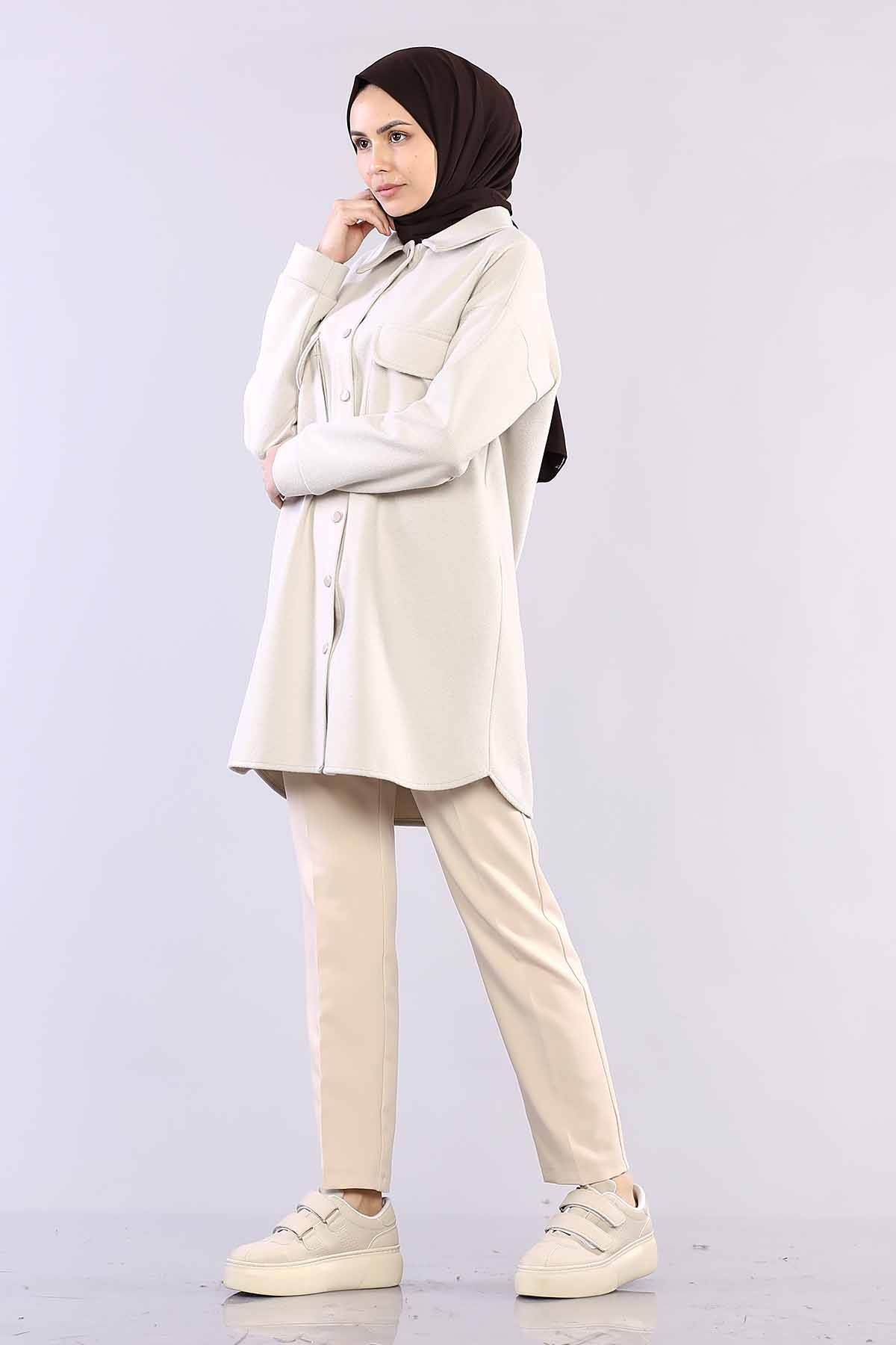 4510 Cepli Kalin Tunik 36-44 - Krem - 3