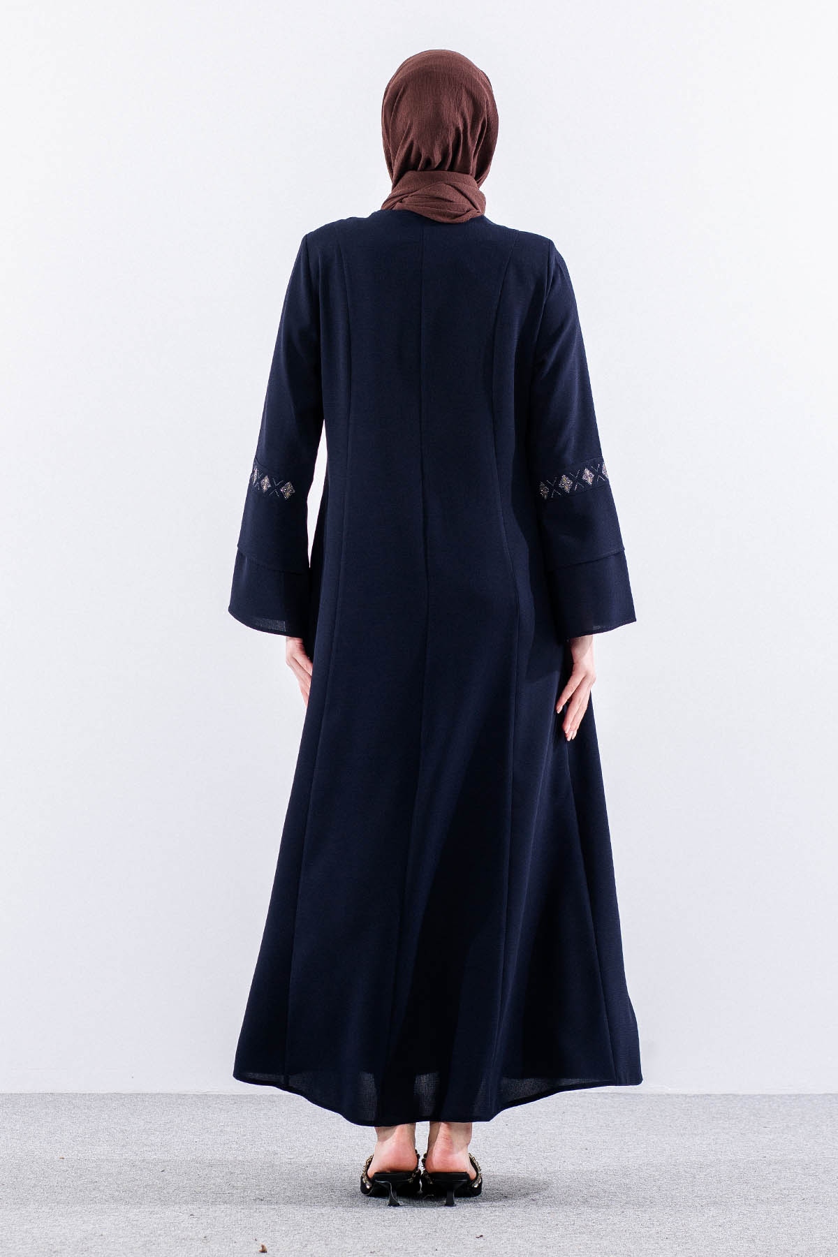 452 Ferace 44-54 Erva Petek Yaz Kumaş - Lacivert - 5