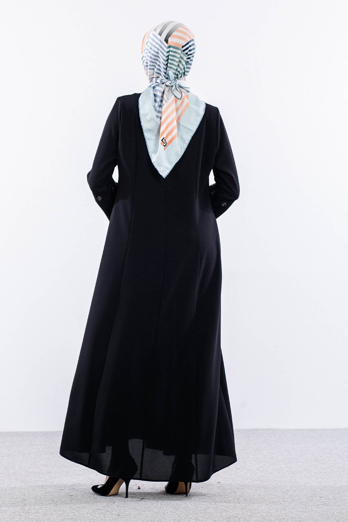 452 Ferace 44-54 Erva Petek Yaz Kumaş - Siyah - 4