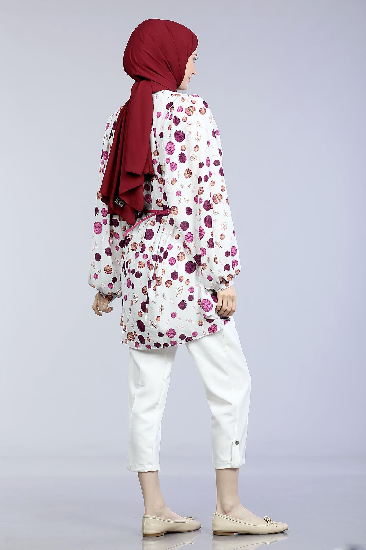 Spiral Desen Tunik  Fuşya - 4