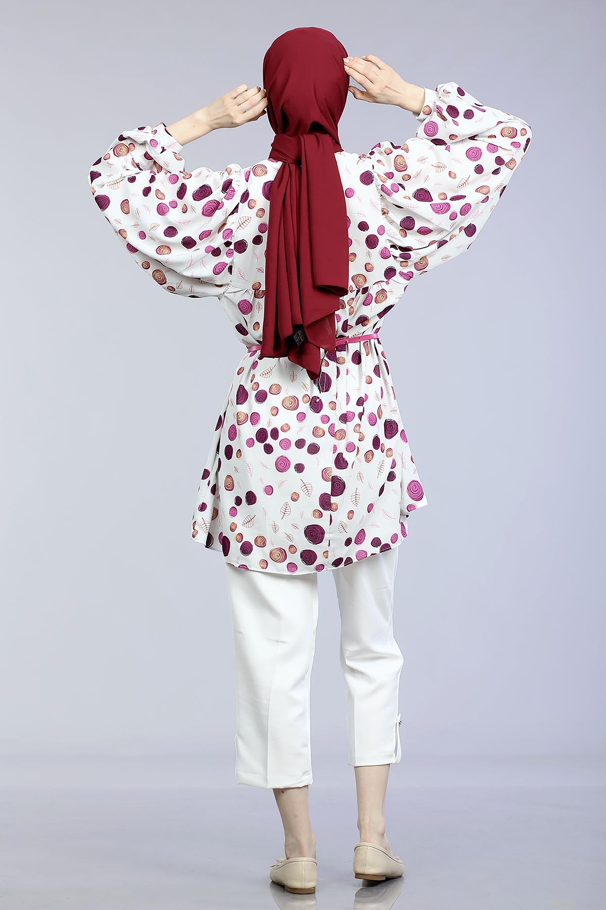 Spiral Desen Tunik  Fuşya - 5