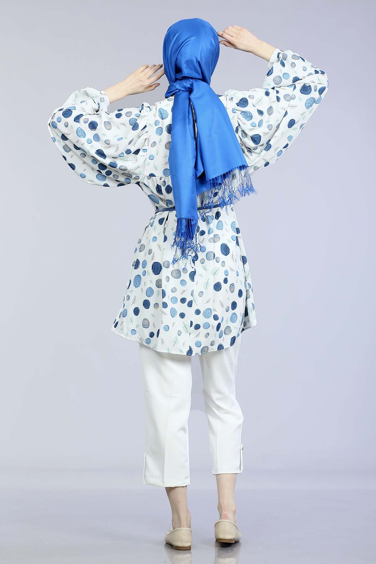 Spiral Desen Tunik  Mavi - 5